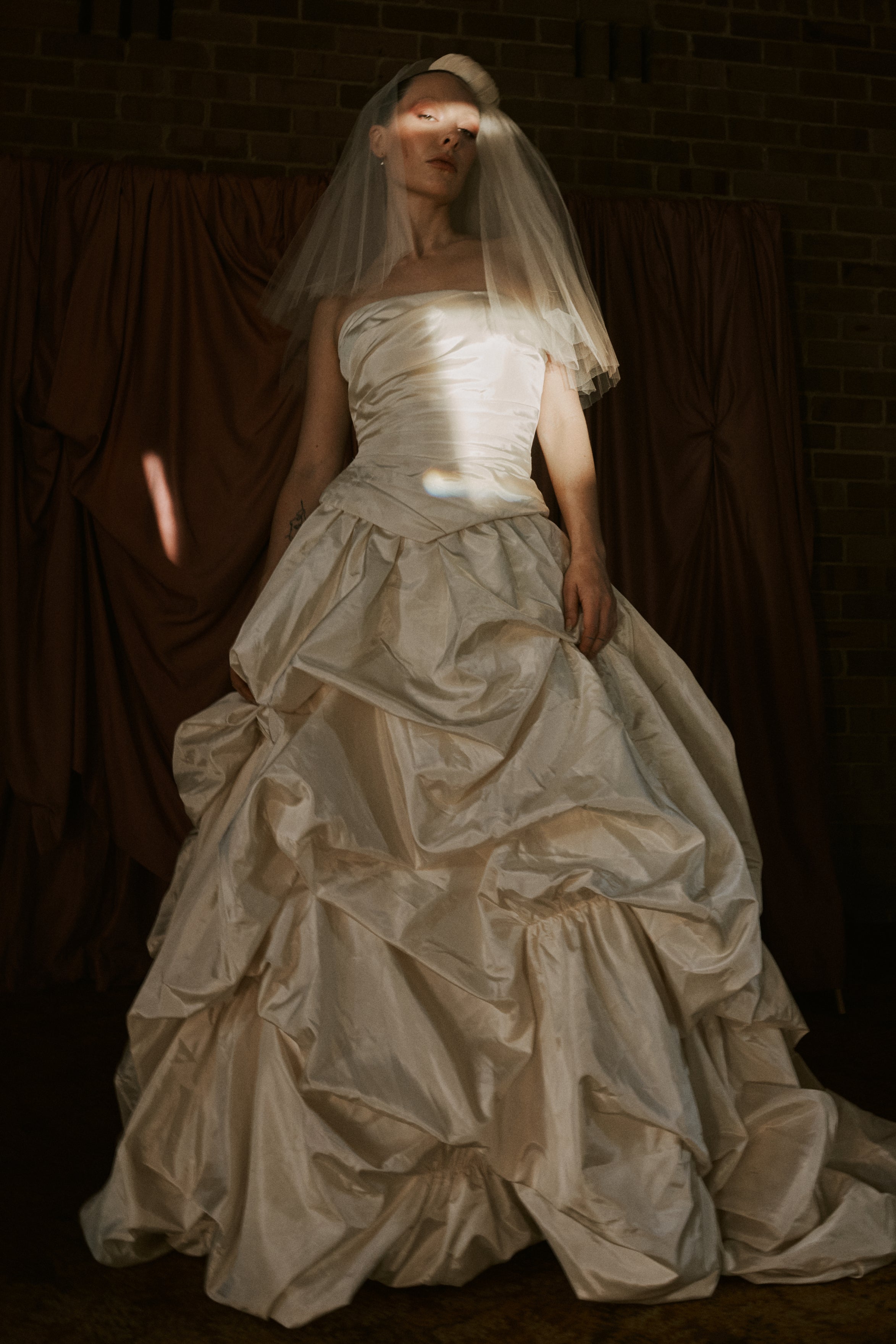 Outrageous 90s Bubble Taffeta Strapless Corset Wedding Gown