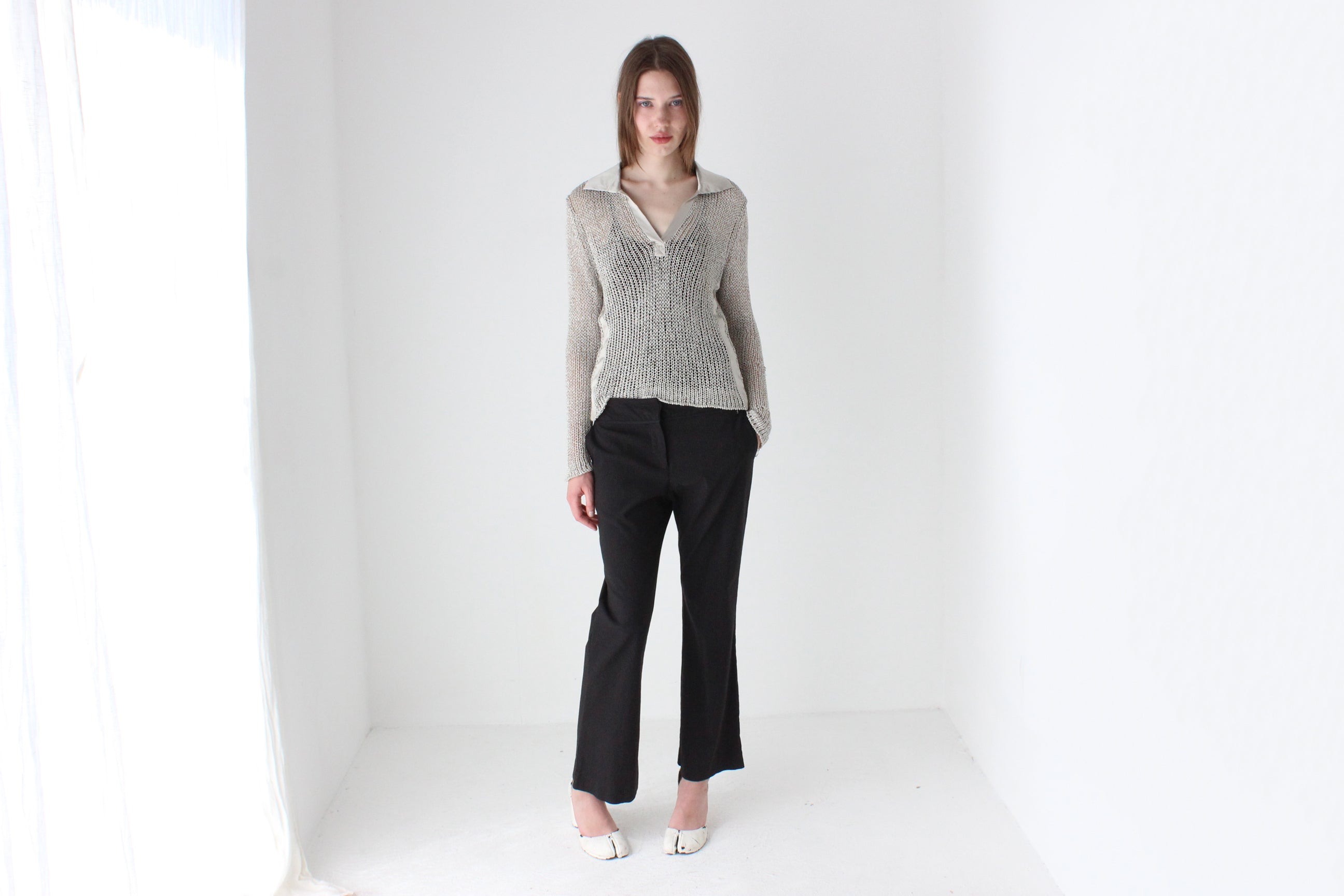 Y2K Futuristic Open Knit Top