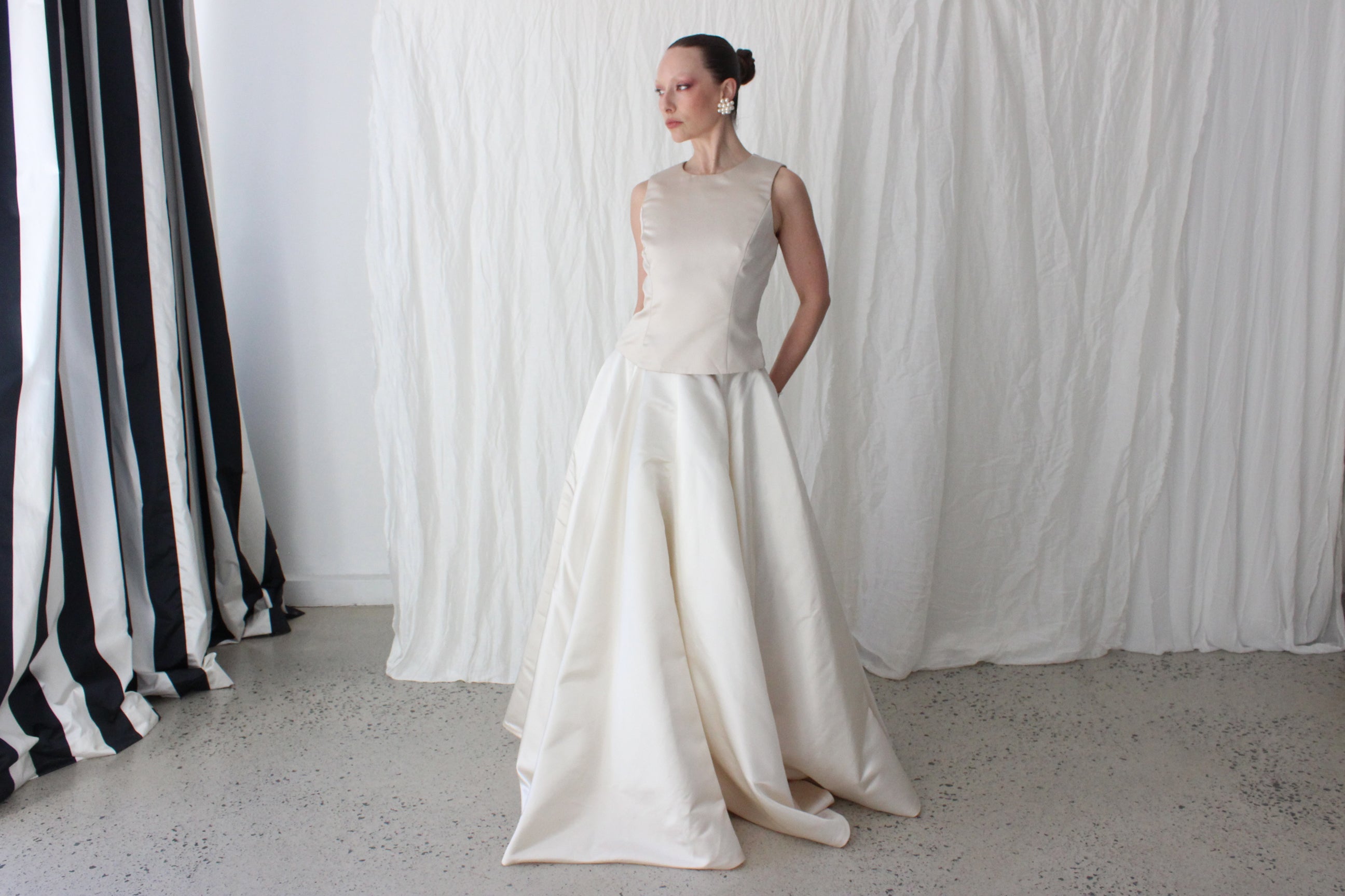 90s Duchess Silk Satin Two Piece Skirt & Top Set