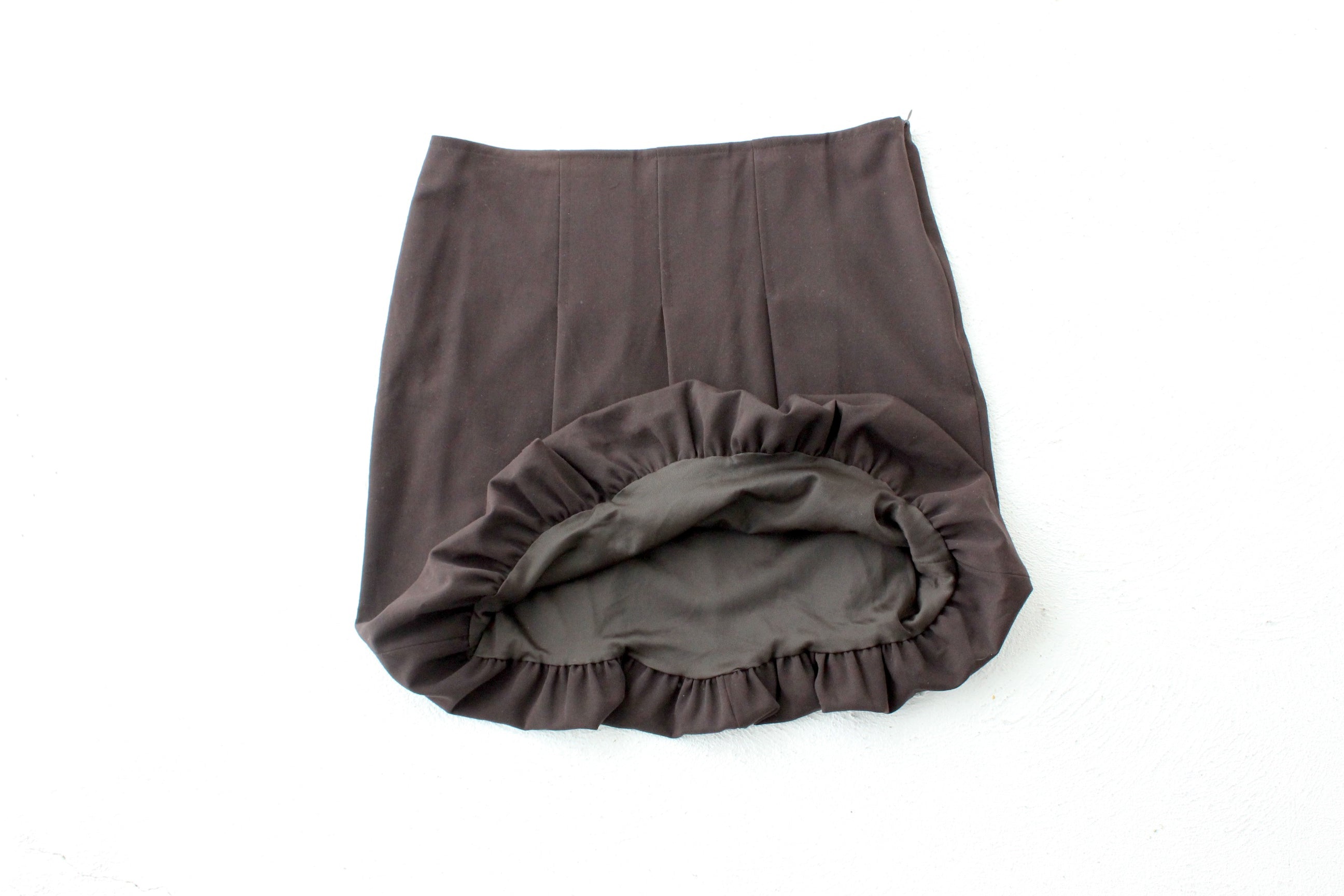 Y2K Chocolate Bubble Hem Mini Skirt
