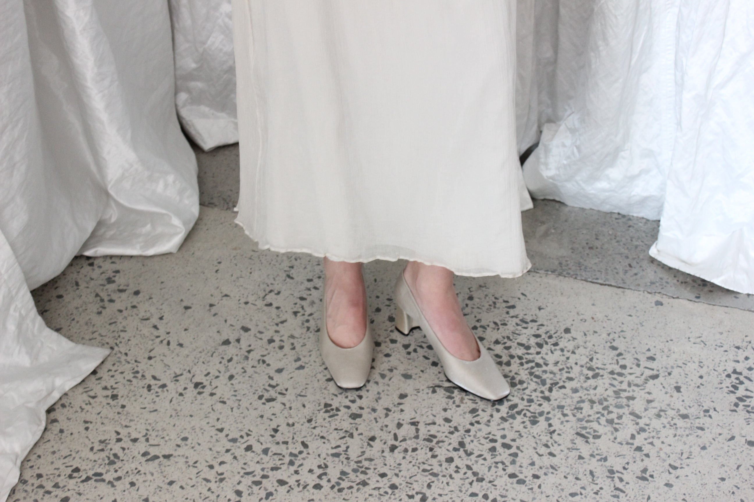 90s Stuart Weitzman Oyster Sparkle Pumps