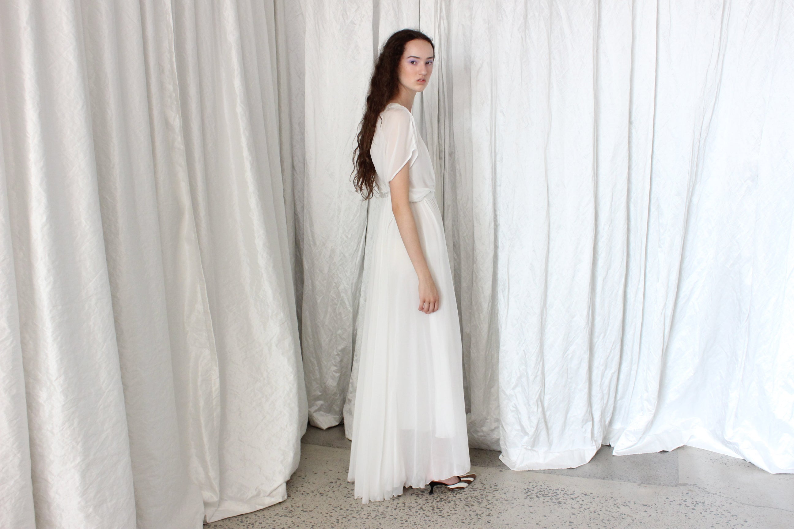 Contemporary Italian Designer Forte Forte Wispy White Silk Gown