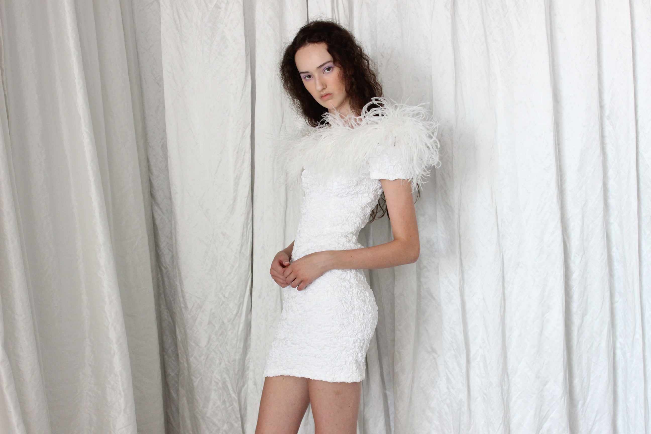 80s Popcorn Stretch & Ostrich Feather Mini
