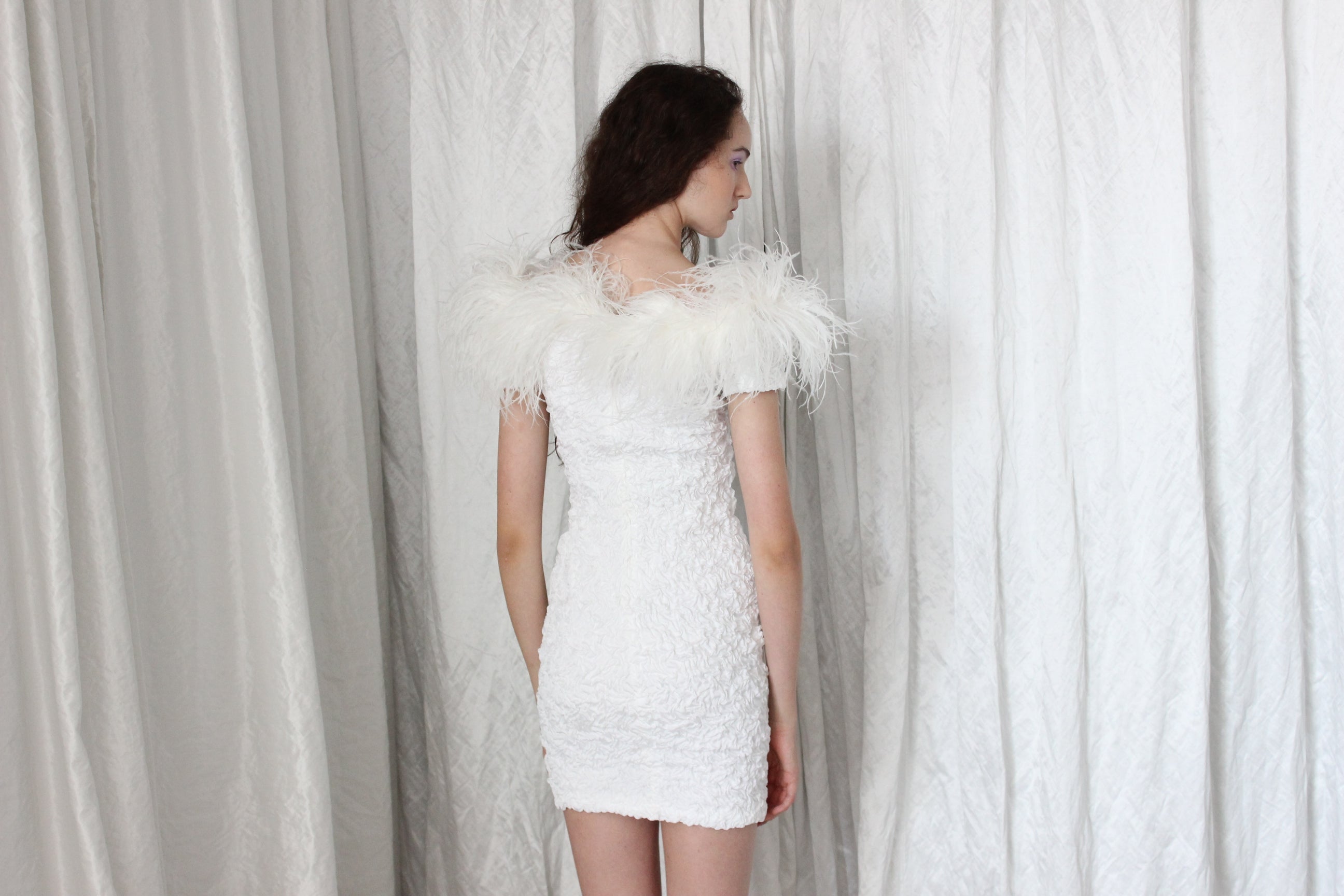 80s Popcorn Stretch & Ostrich Feather Mini