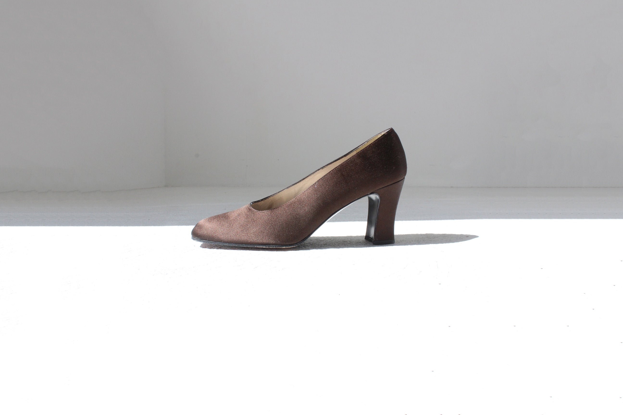 90s Stuart Weitzman Chocolate Satin Heels - Euro 38.5