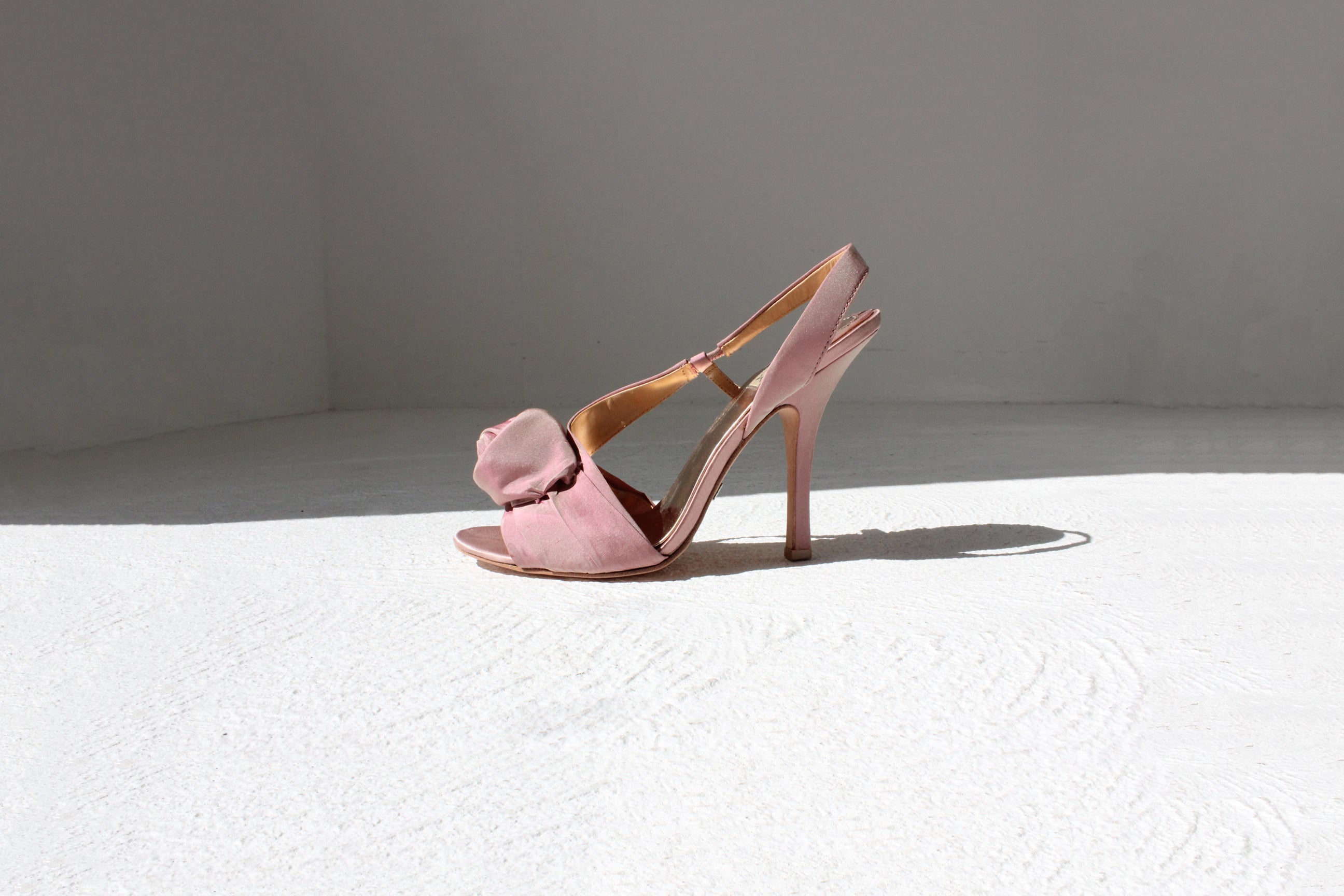 Y2K Pink Taffeta Rosette Heels - Euro 38.5