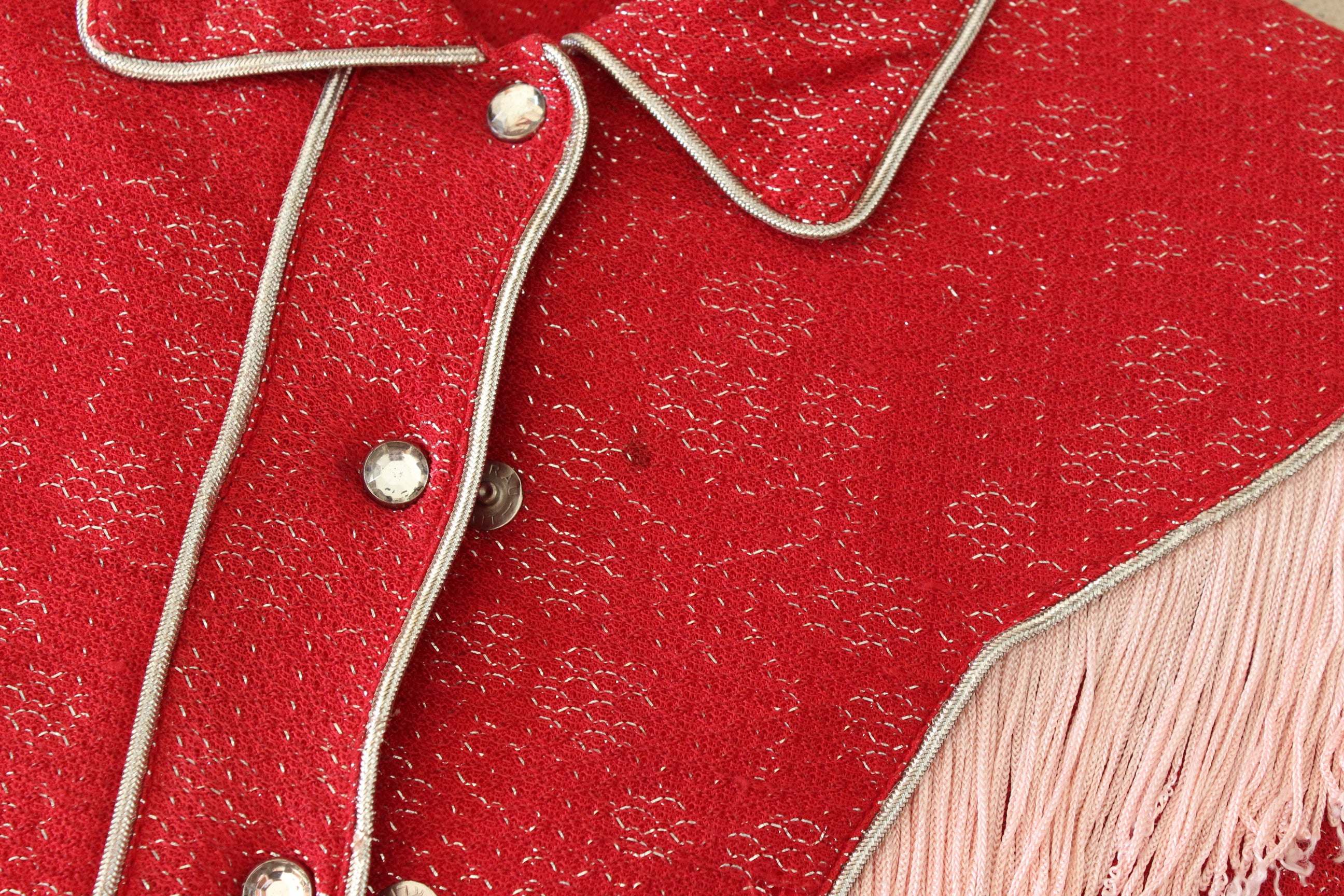 1970s Red Lurex Cowgirl Fringe Top by Ranch Maid Colorado