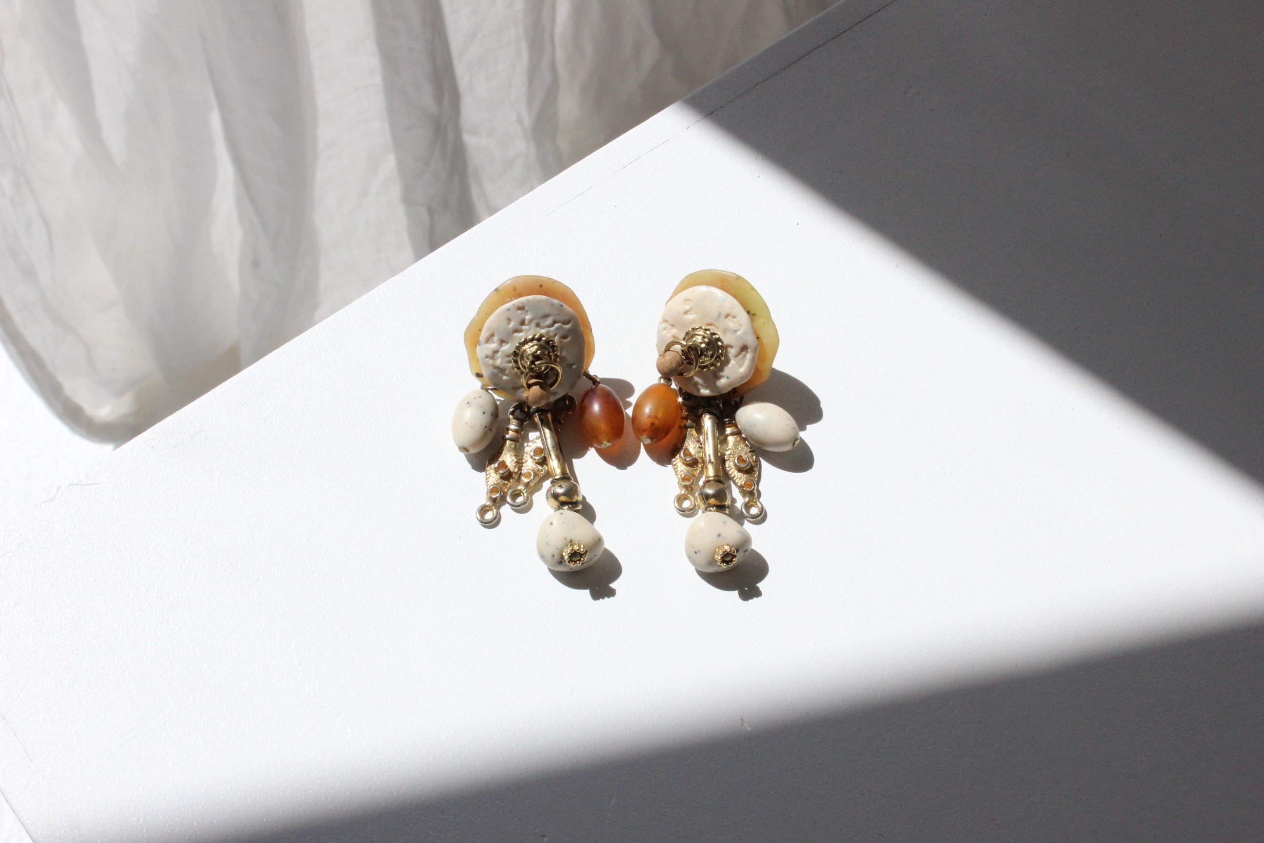80s Funky Arty Abstract Dangly Clip On Earrings