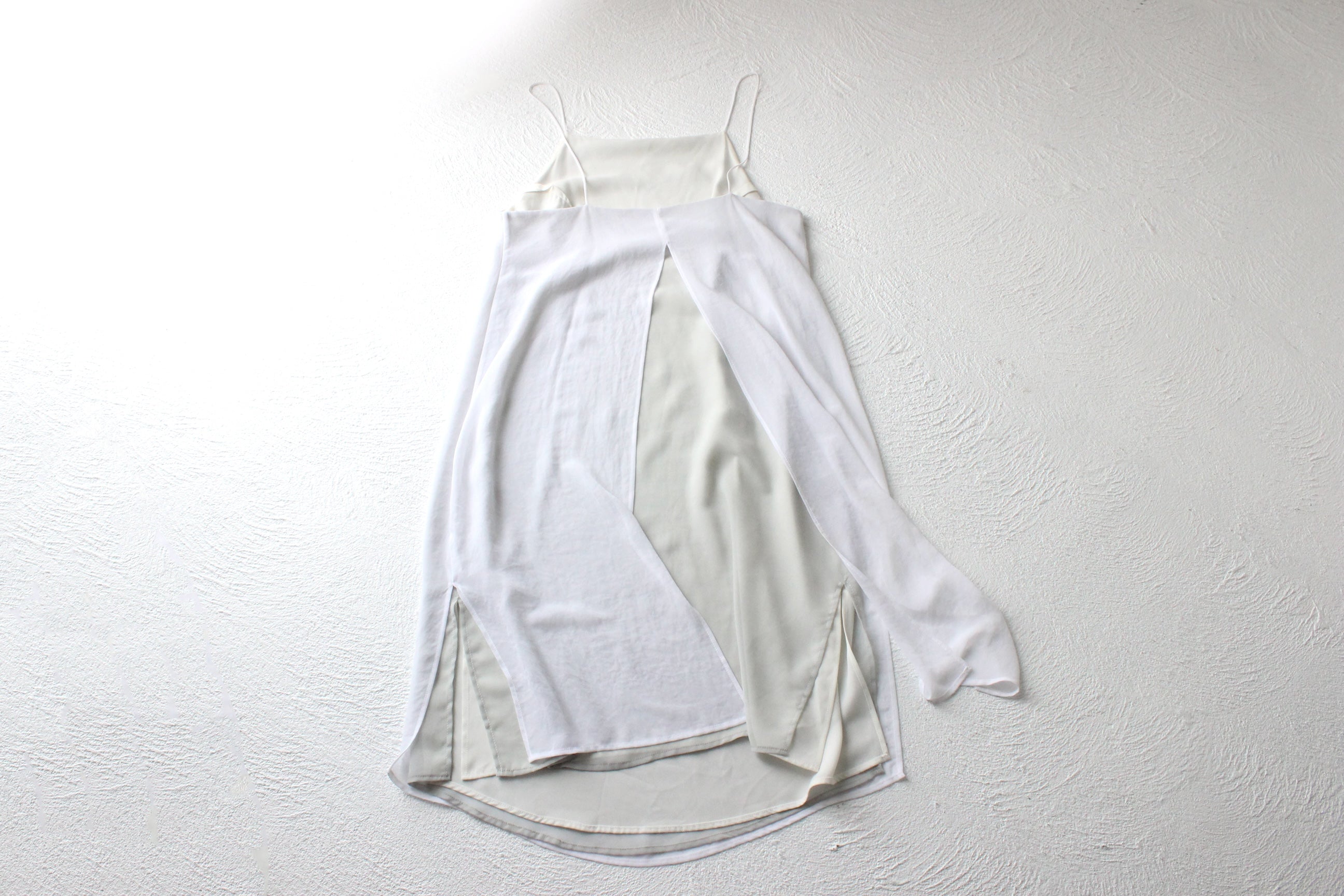 2000s Simple Triple Layered Square Neck Slip Dress