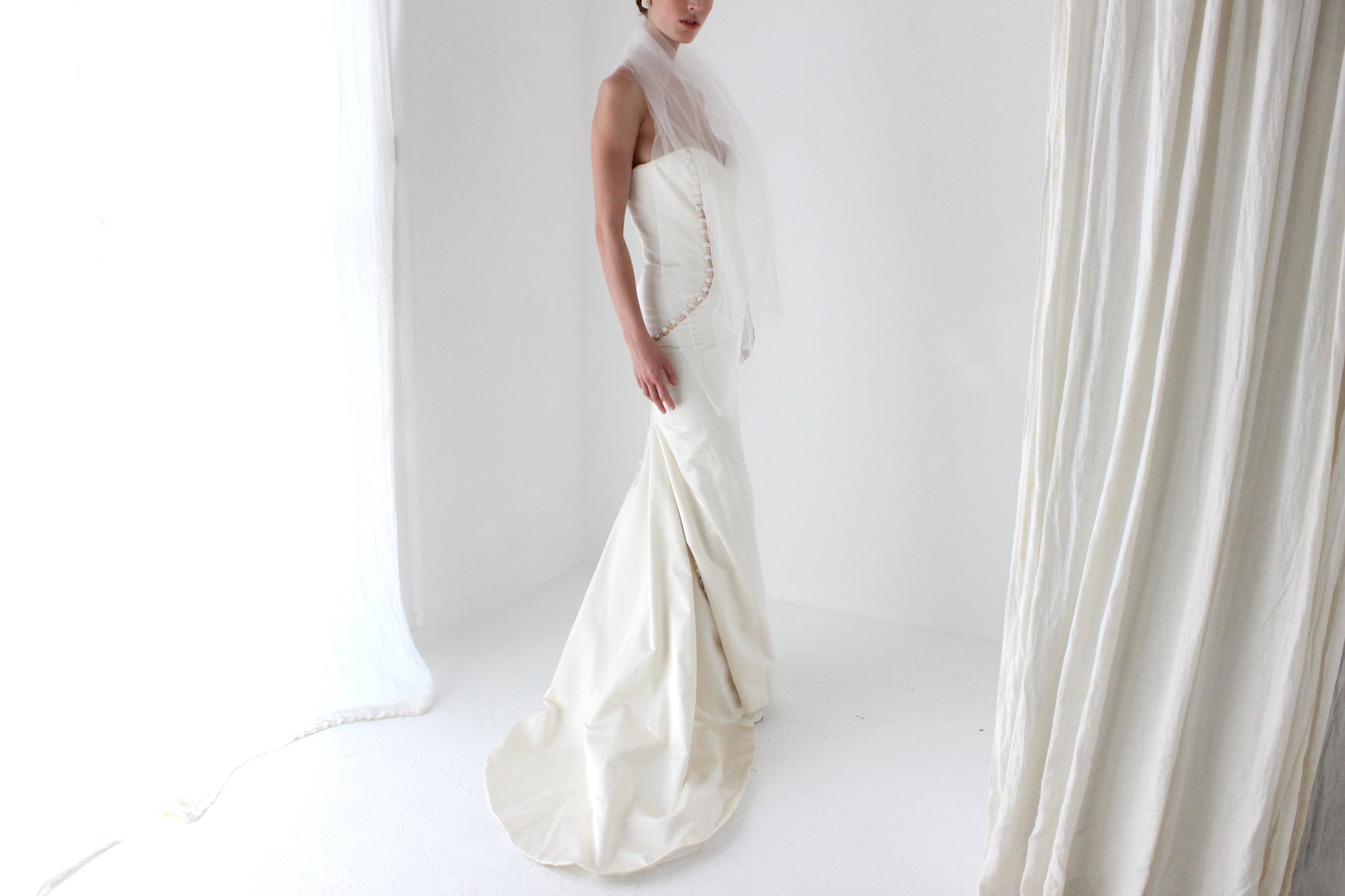 2011 Douglas Hannant Silk Satin Deconstructed Mermaid Gown