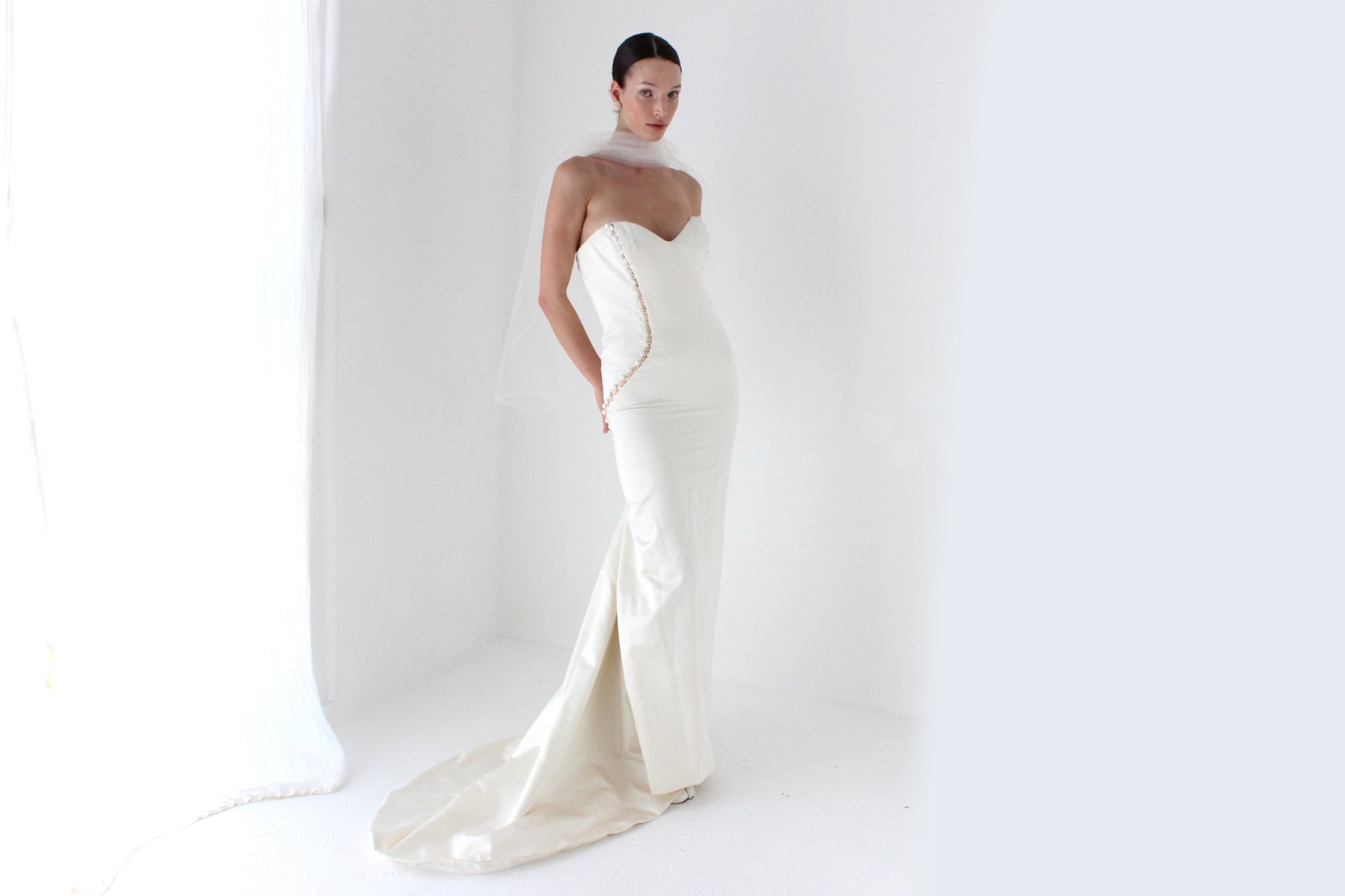 2011 Douglas Hannant Silk Satin Deconstructed Mermaid Gown