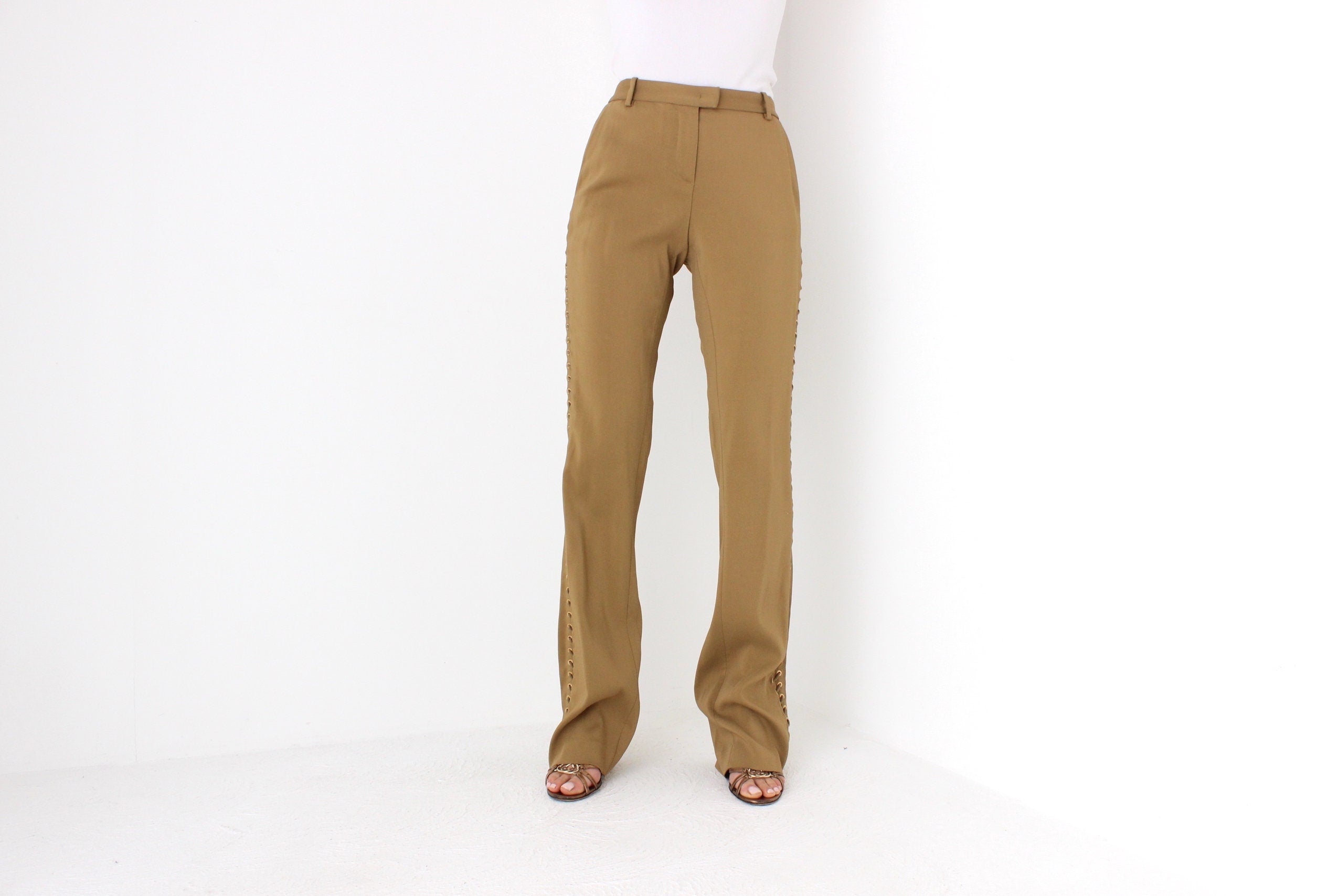 FUTURISM Y2K Roberto Cavalli Bootcut Trousers w/ Lace Up Sides