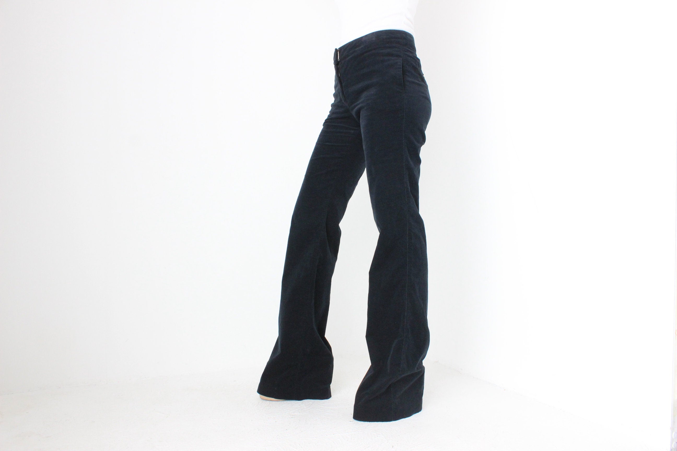 Y2K Roberto Cavalli Navy Corduroy Tall Bell Bottom Jeans