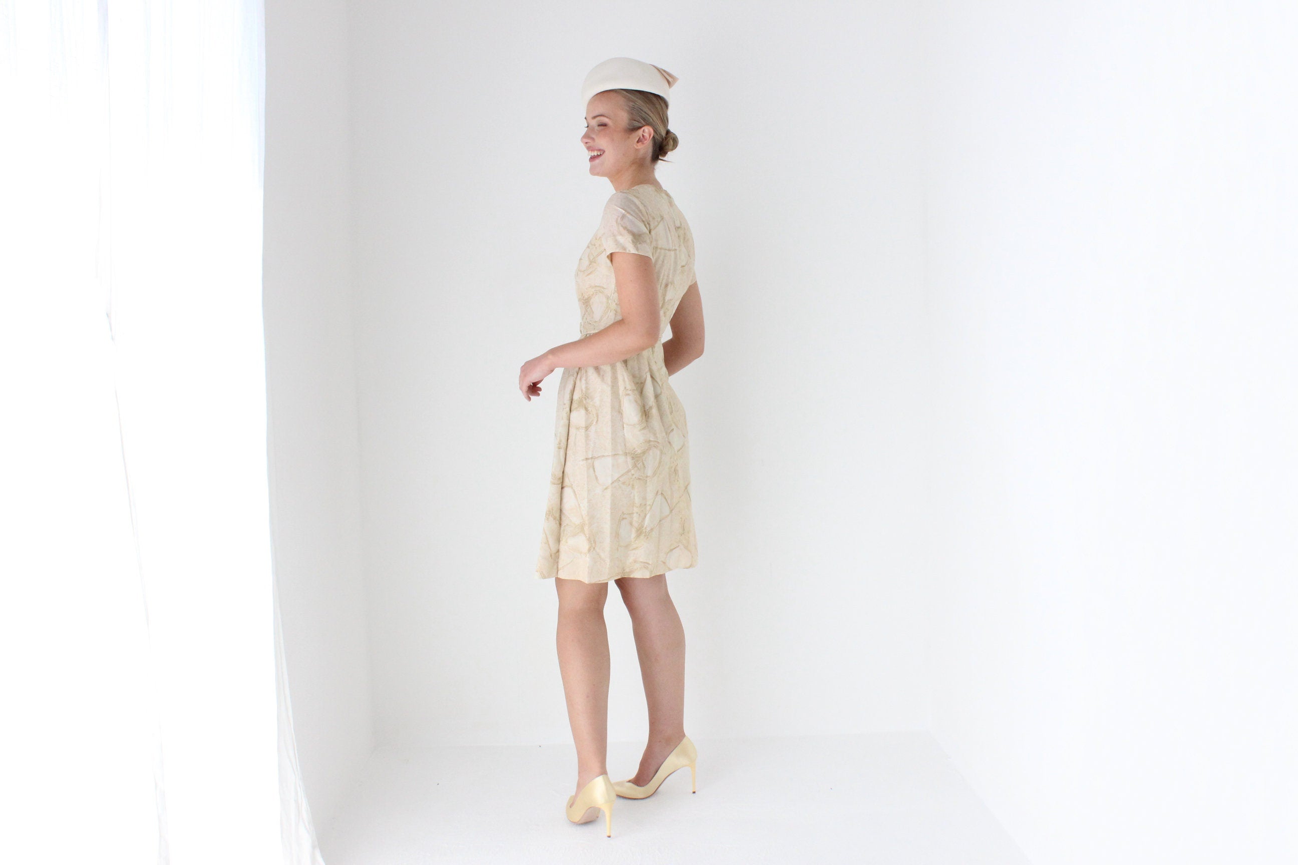 1950s Bespoke Cocktail Dress w/ Matching Pillbox Hat