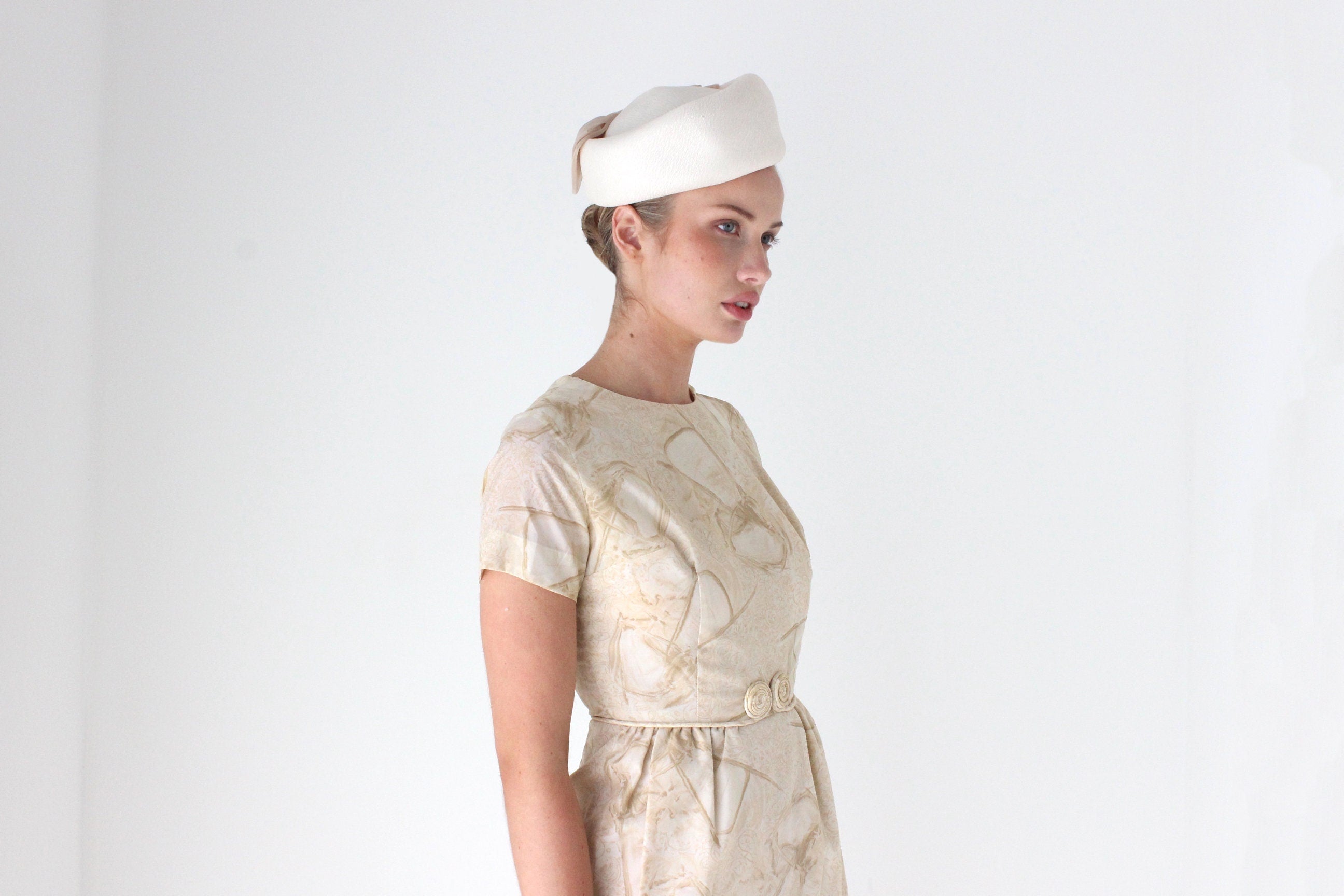 1950s Bespoke Cocktail Dress w/ Matching Pillbox Hat