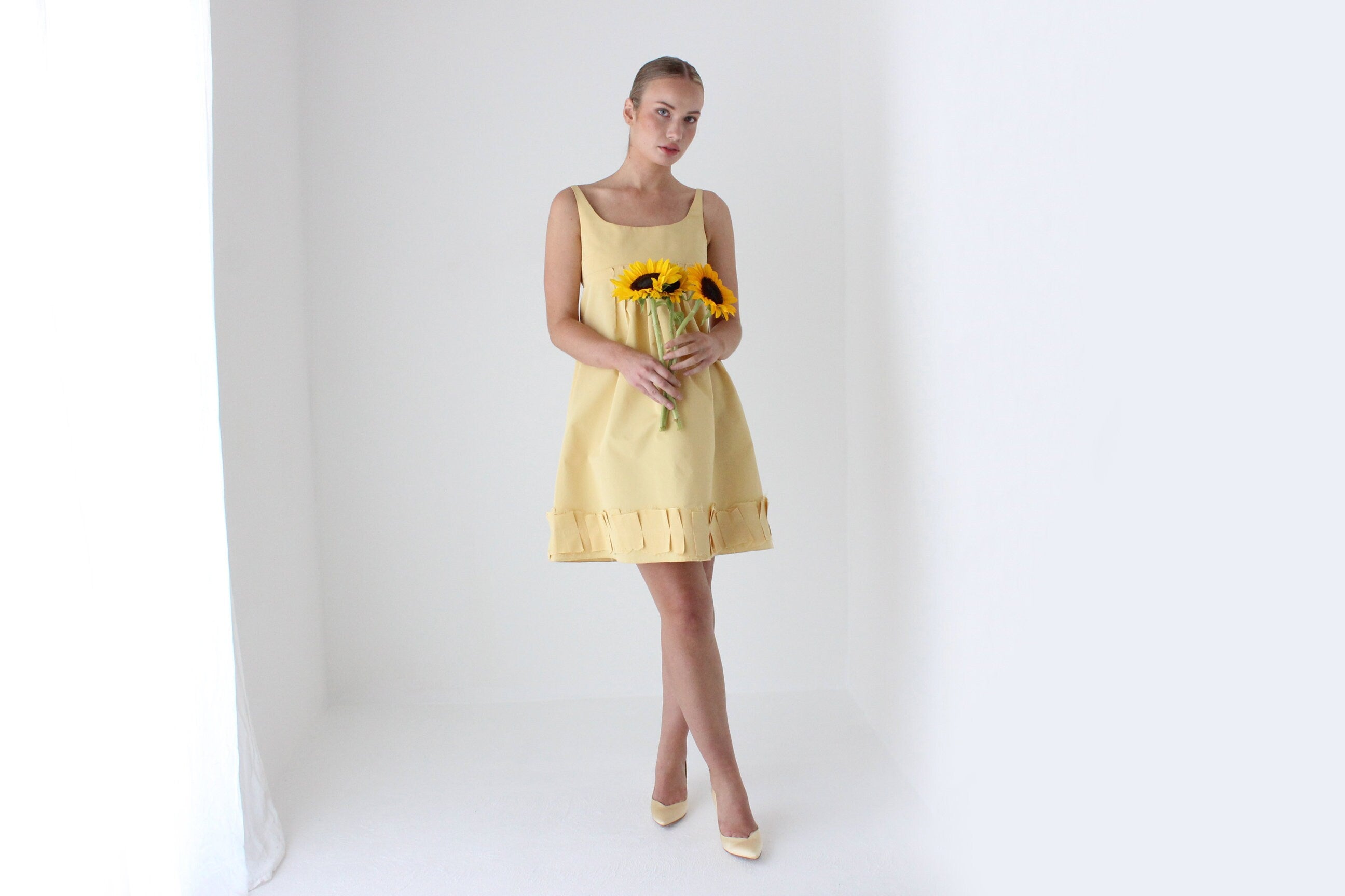 2000s Oscar De La Renta Sunshine Puff Silk Taffeta Dress