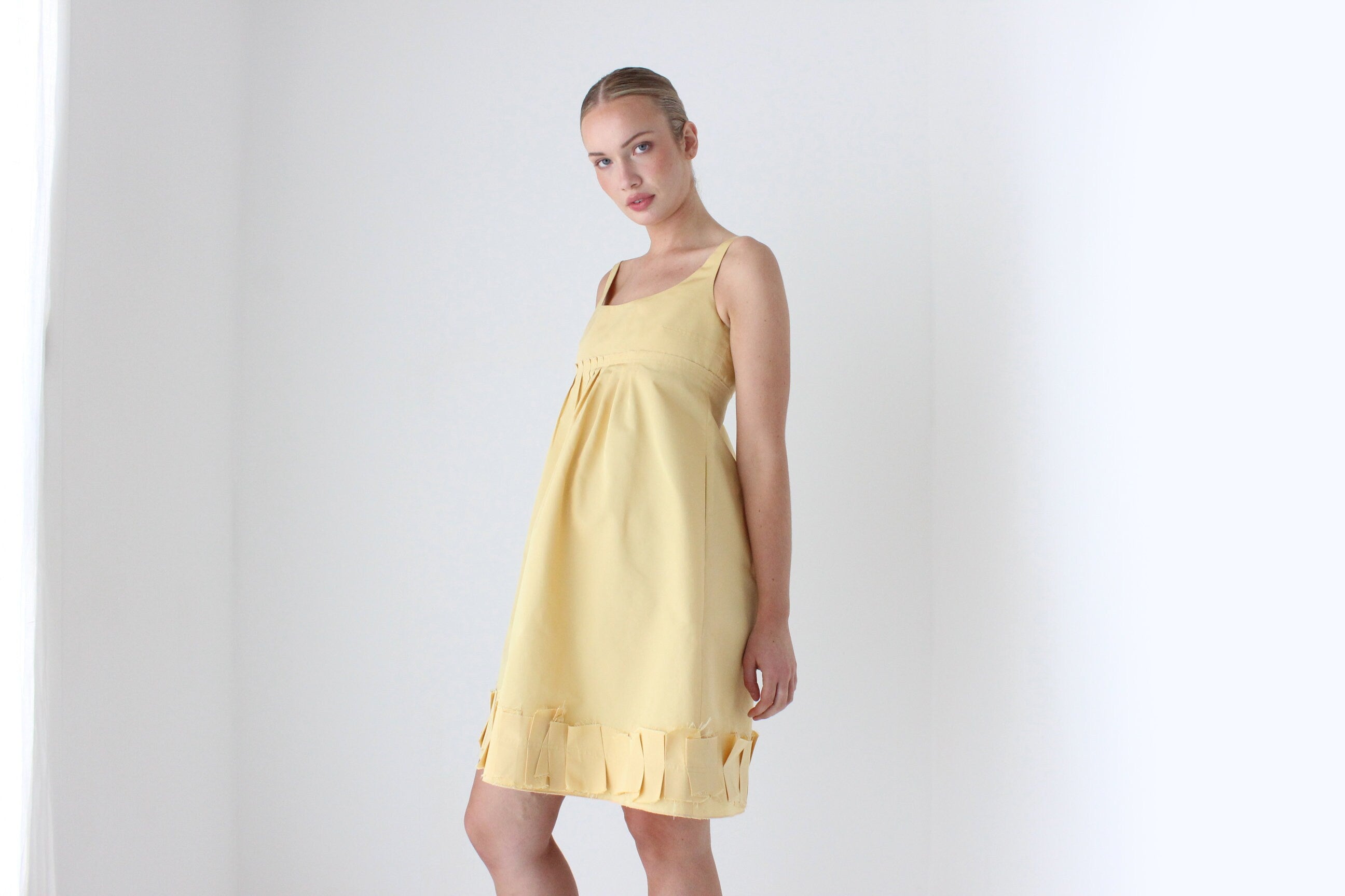 2000s Oscar De La Renta Sunshine Puff Silk Taffeta Dress