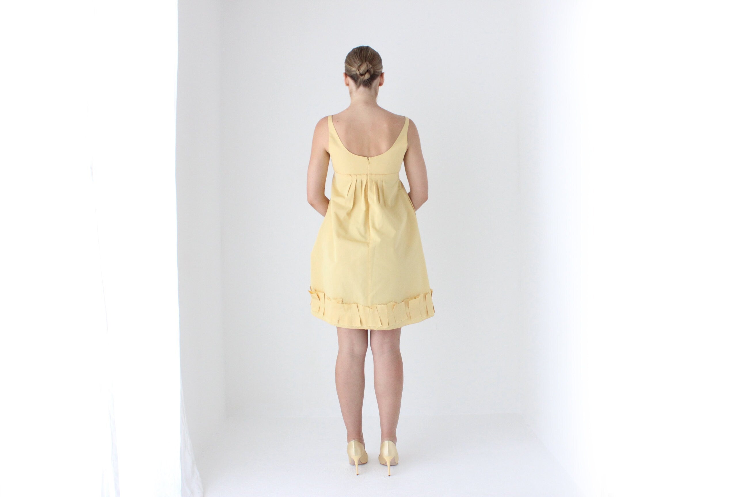 2000s Oscar De La Renta Sunshine Puff Silk Taffeta Dress