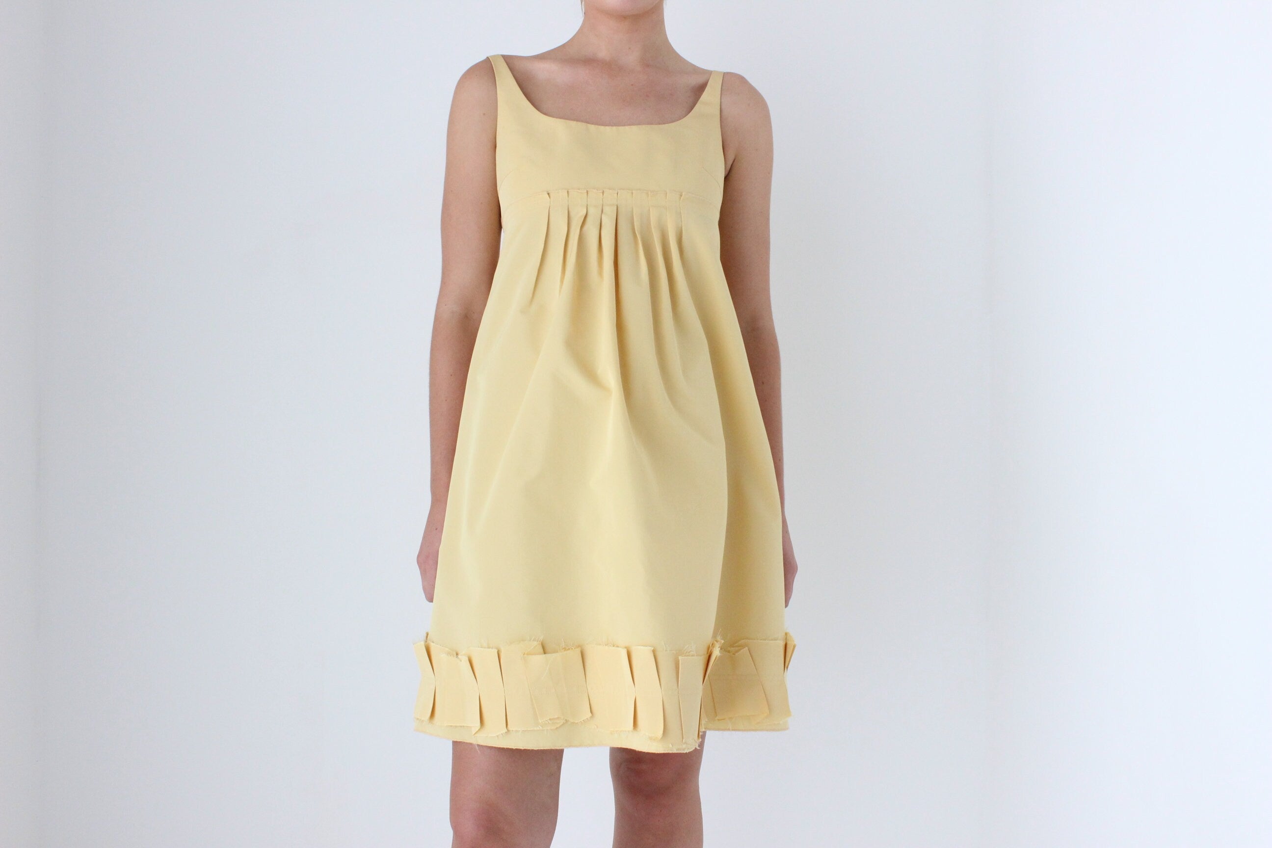 2000s Oscar De La Renta Sunshine Puff Silk Taffeta Dress