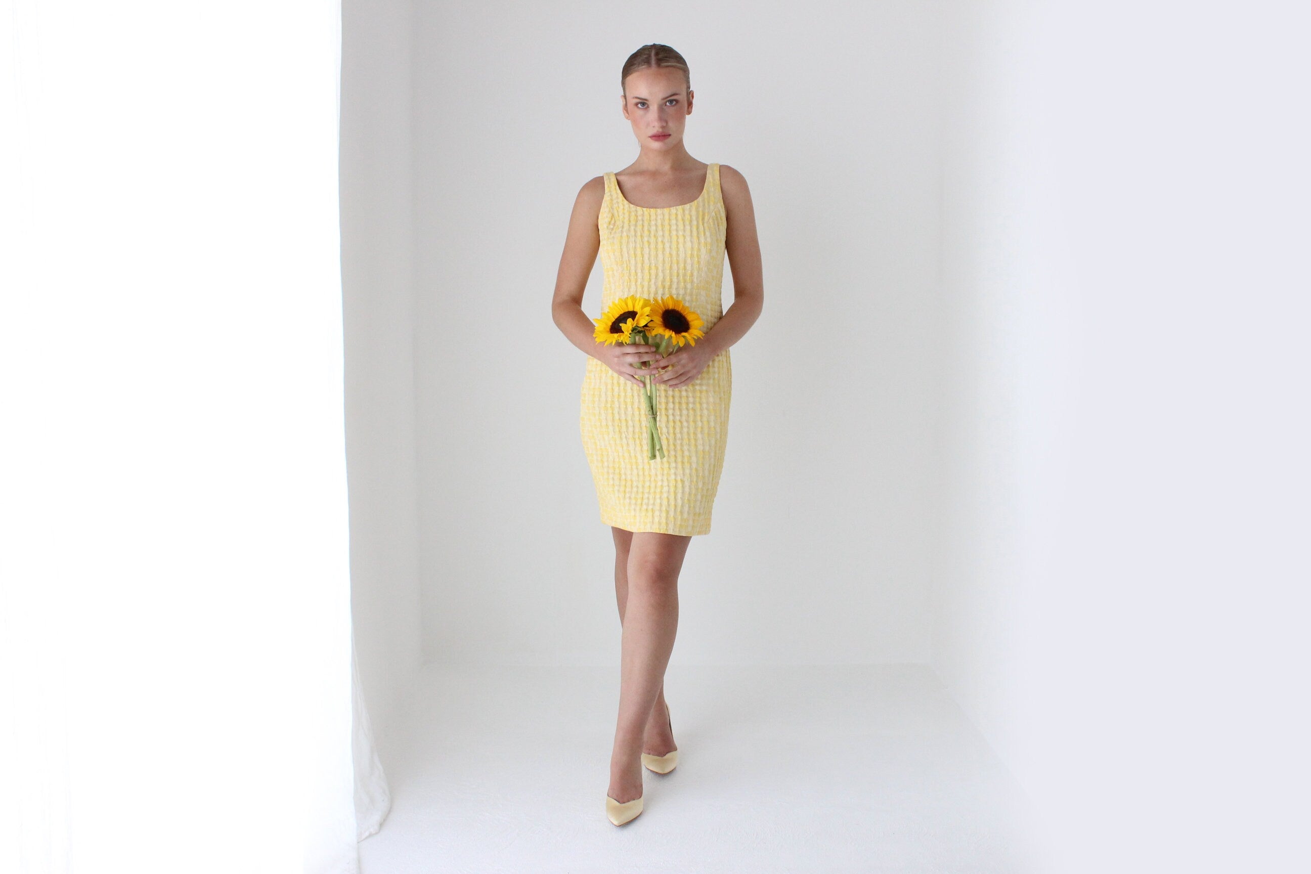 2000s Designer Textured Sunshine Cocktail Dress
