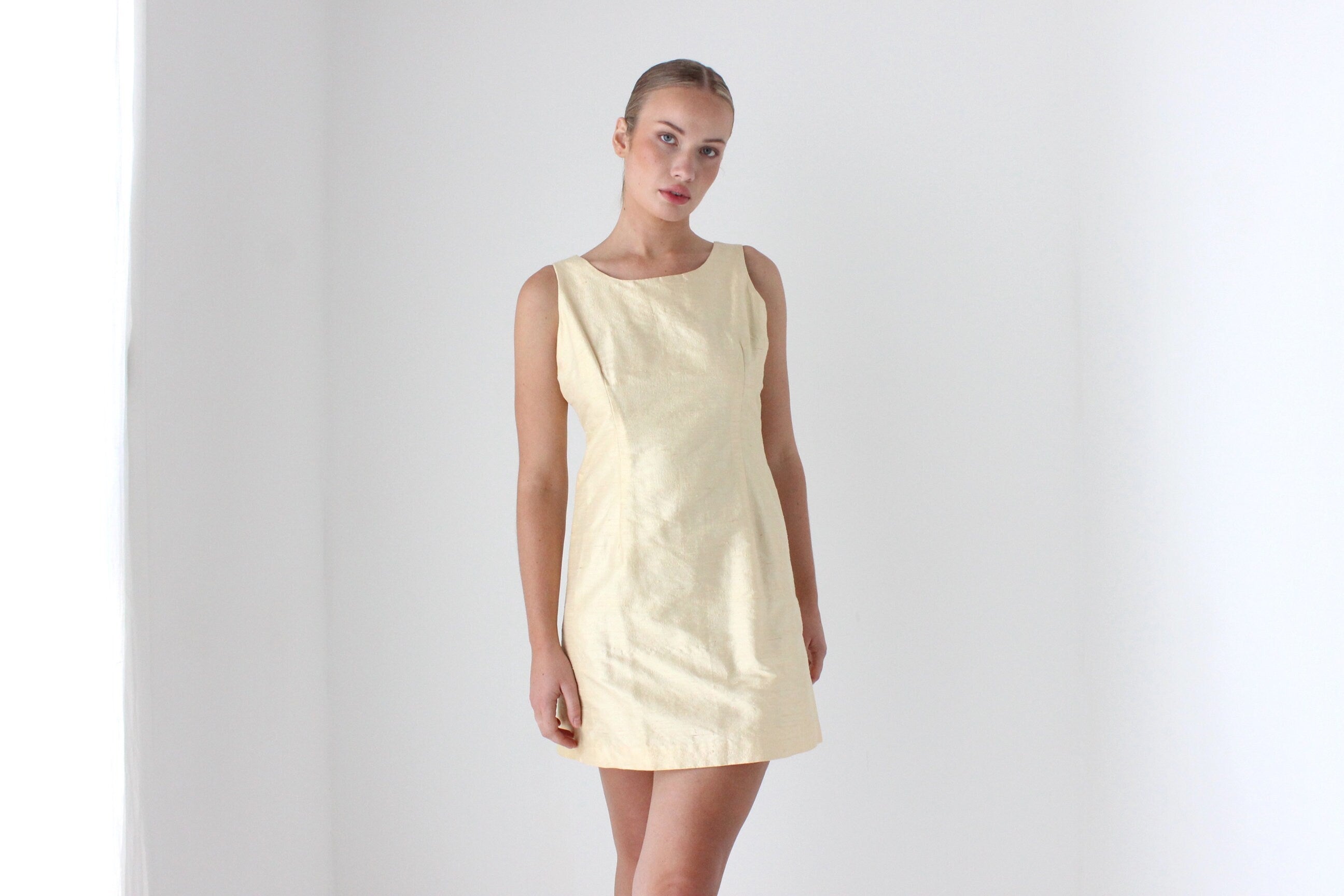 1980s Handmade Buttercream Raw Silk Mini
