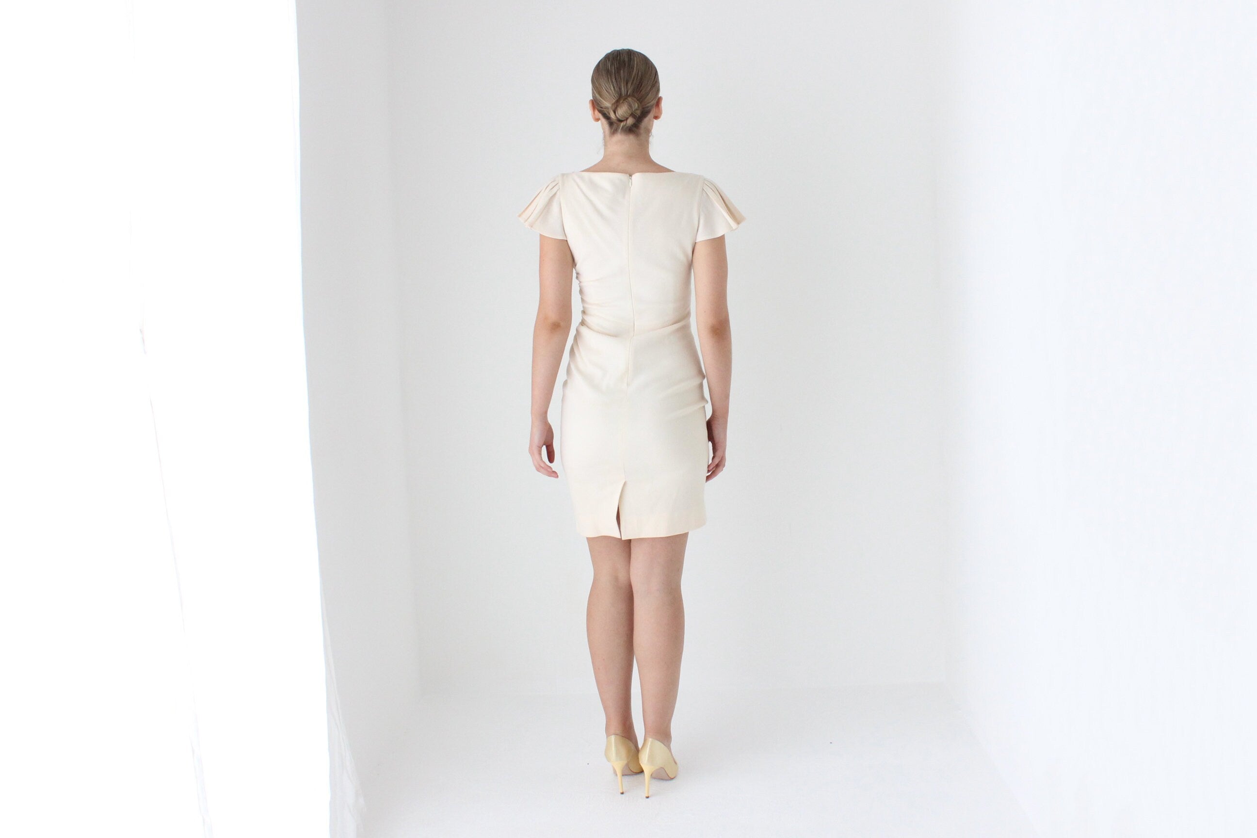 1990s VALENTINO Pure Wool Fitted Ruffle Mini Dress