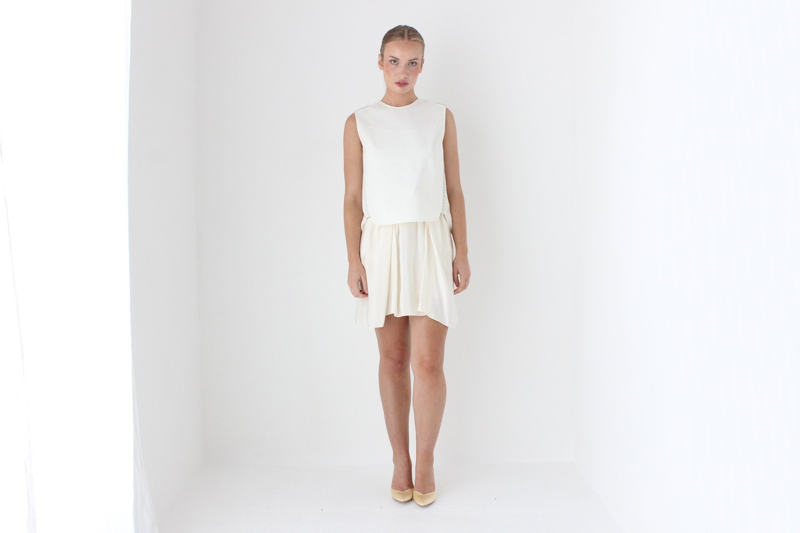 2000s 3.1 Phillip Lim Silk & Leather Layered Relaxed Mini