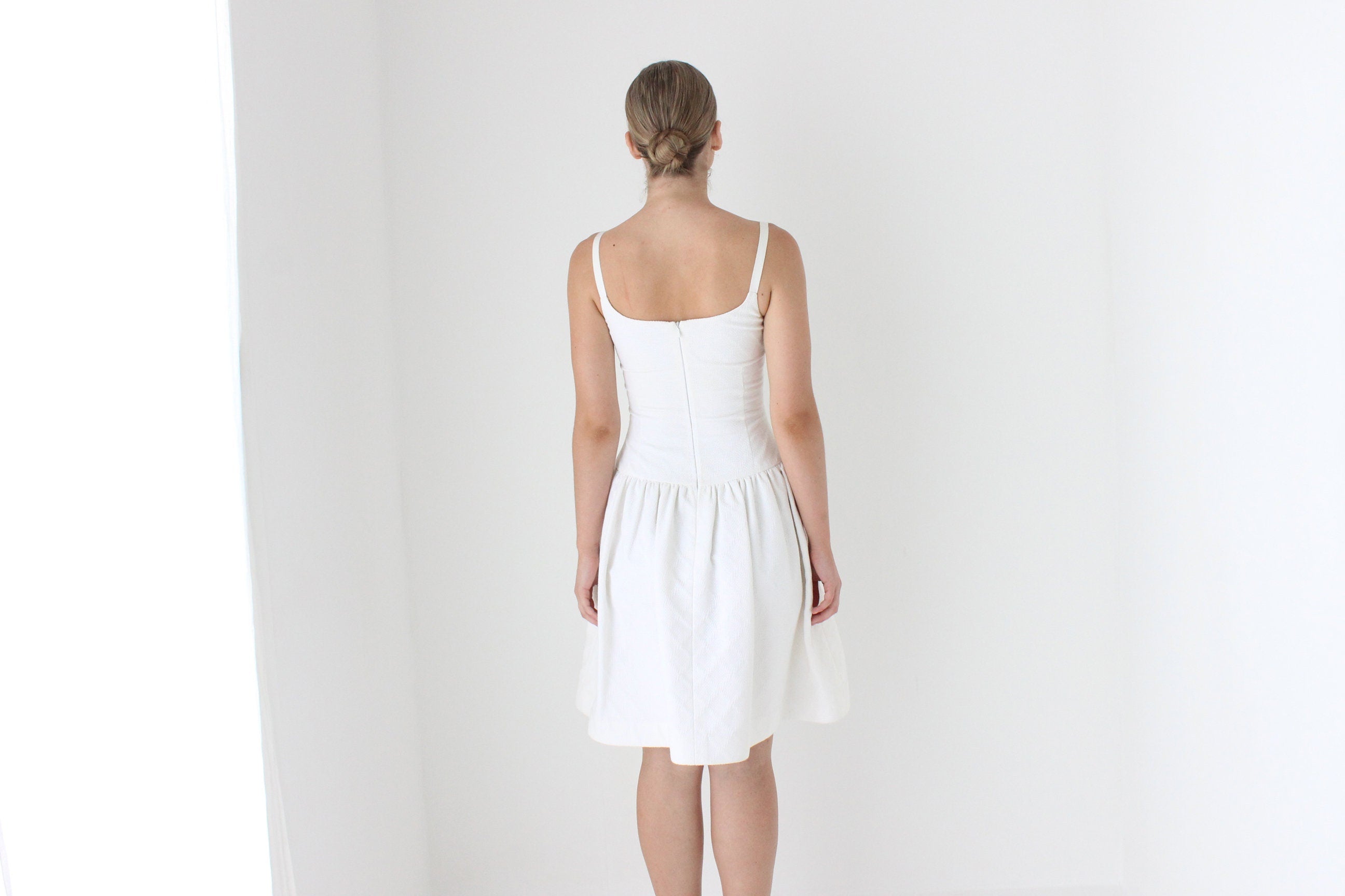 1980s BILL BLASS Textured Cotton Puff Wedding Dress
