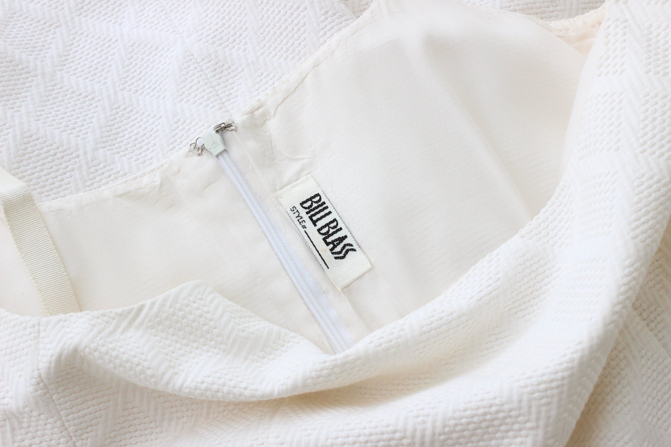 1980s BILL BLASS Textured Cotton Puff Wedding Dress
