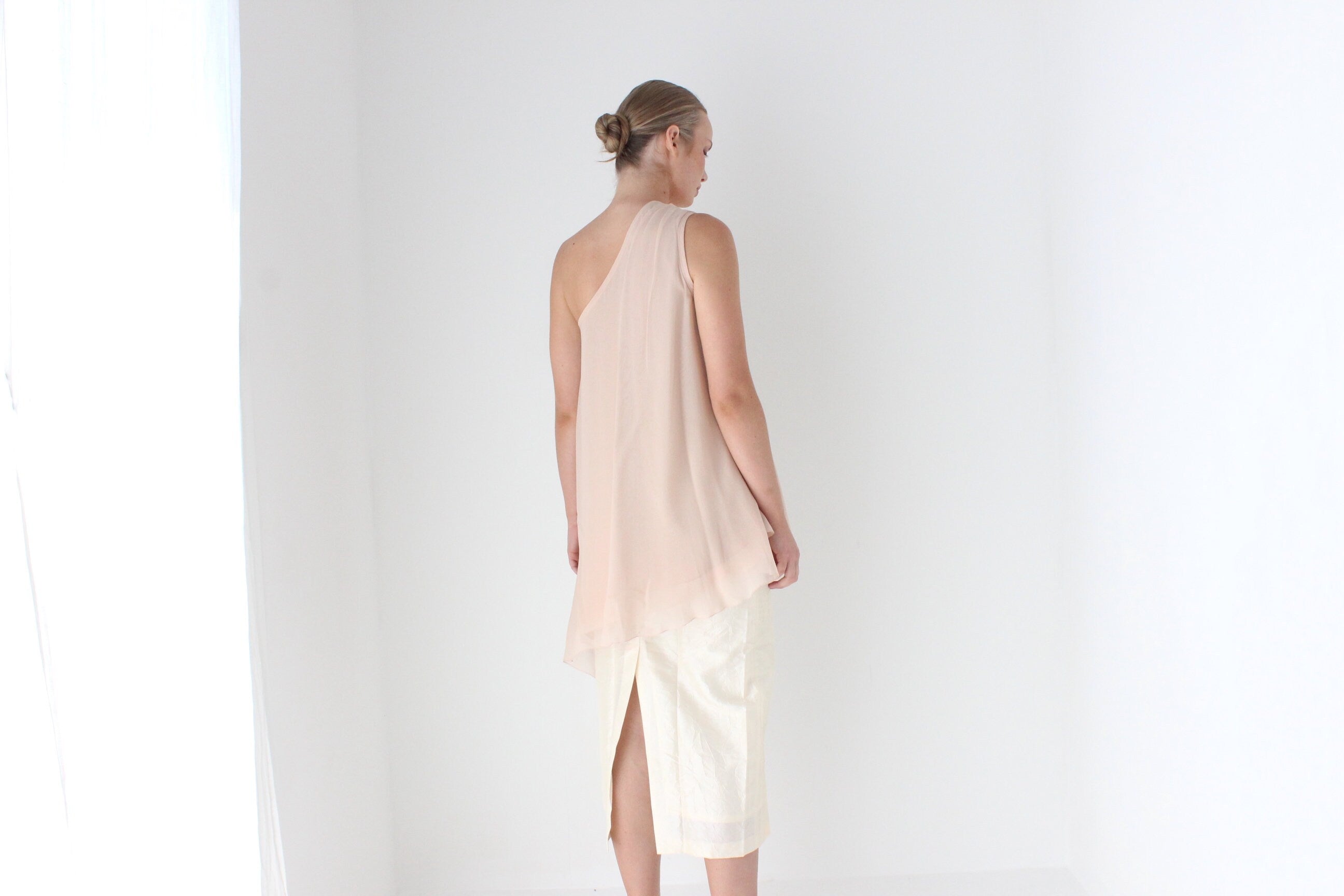 Dreamy 2000s Vera Wang One Shoulder Silk Top