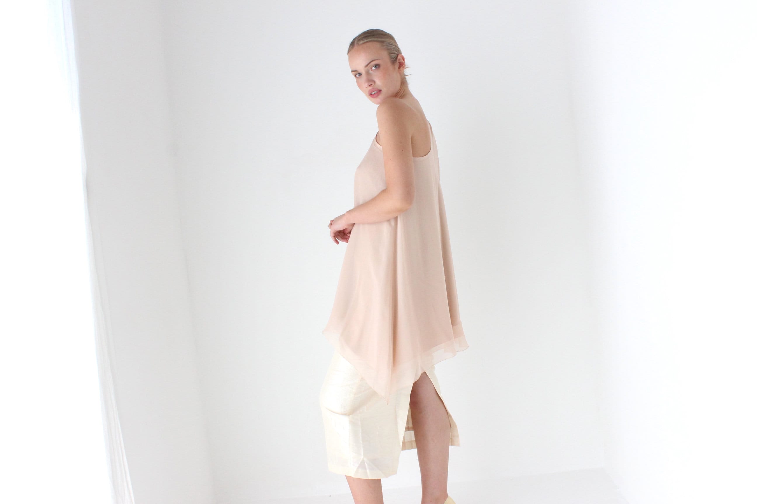 Dreamy 2000s Vera Wang One Shoulder Silk Top