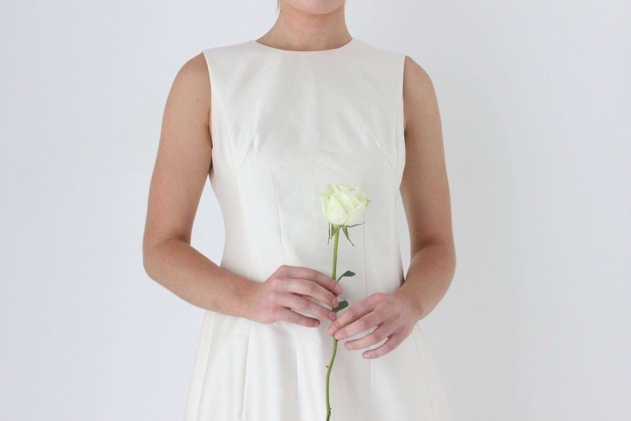 2000s Designer Pearlescent Wool & Silk Bridal Shift