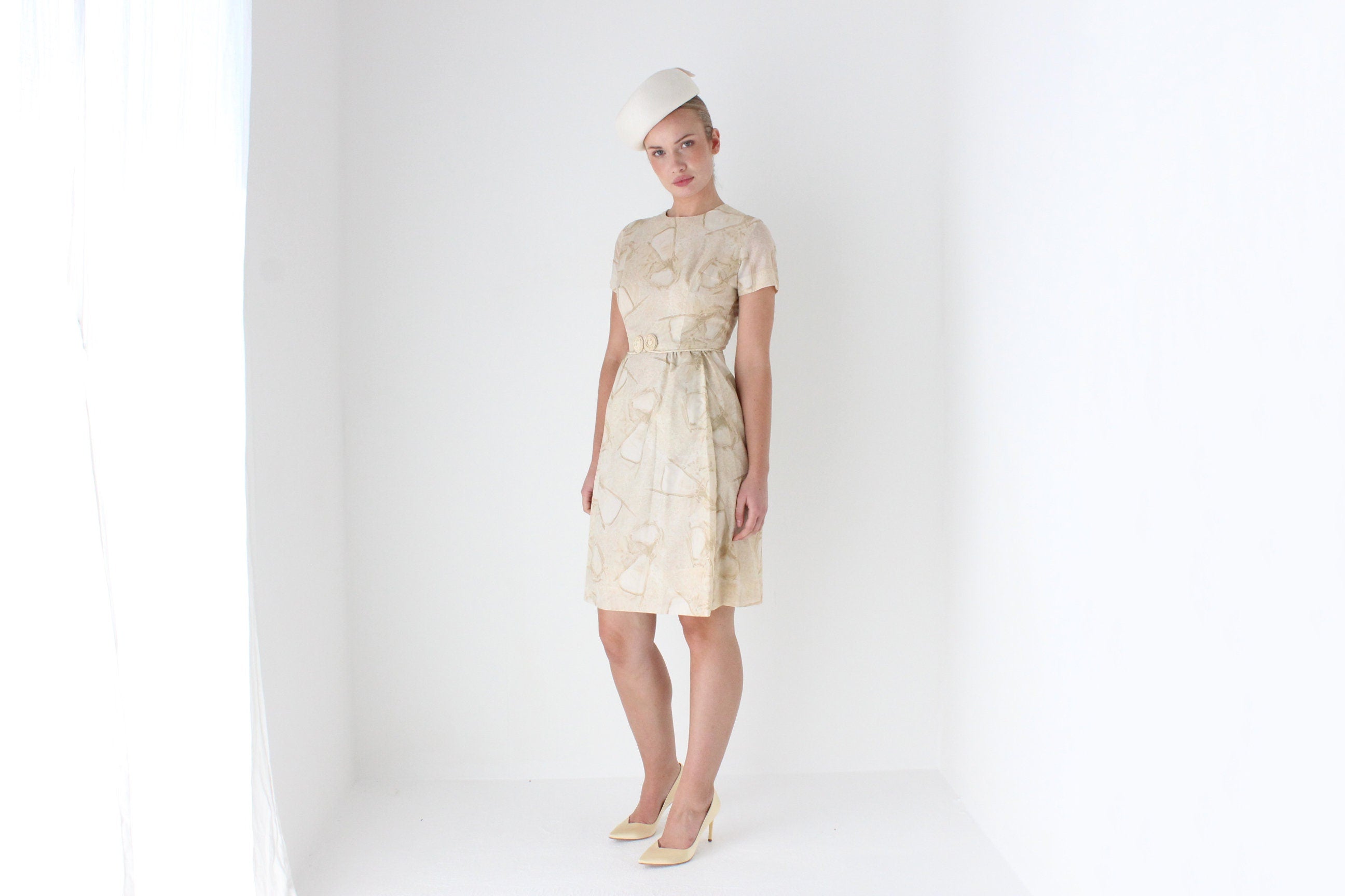 1950s Bespoke Cocktail Dress w/ Matching Pillbox Hat