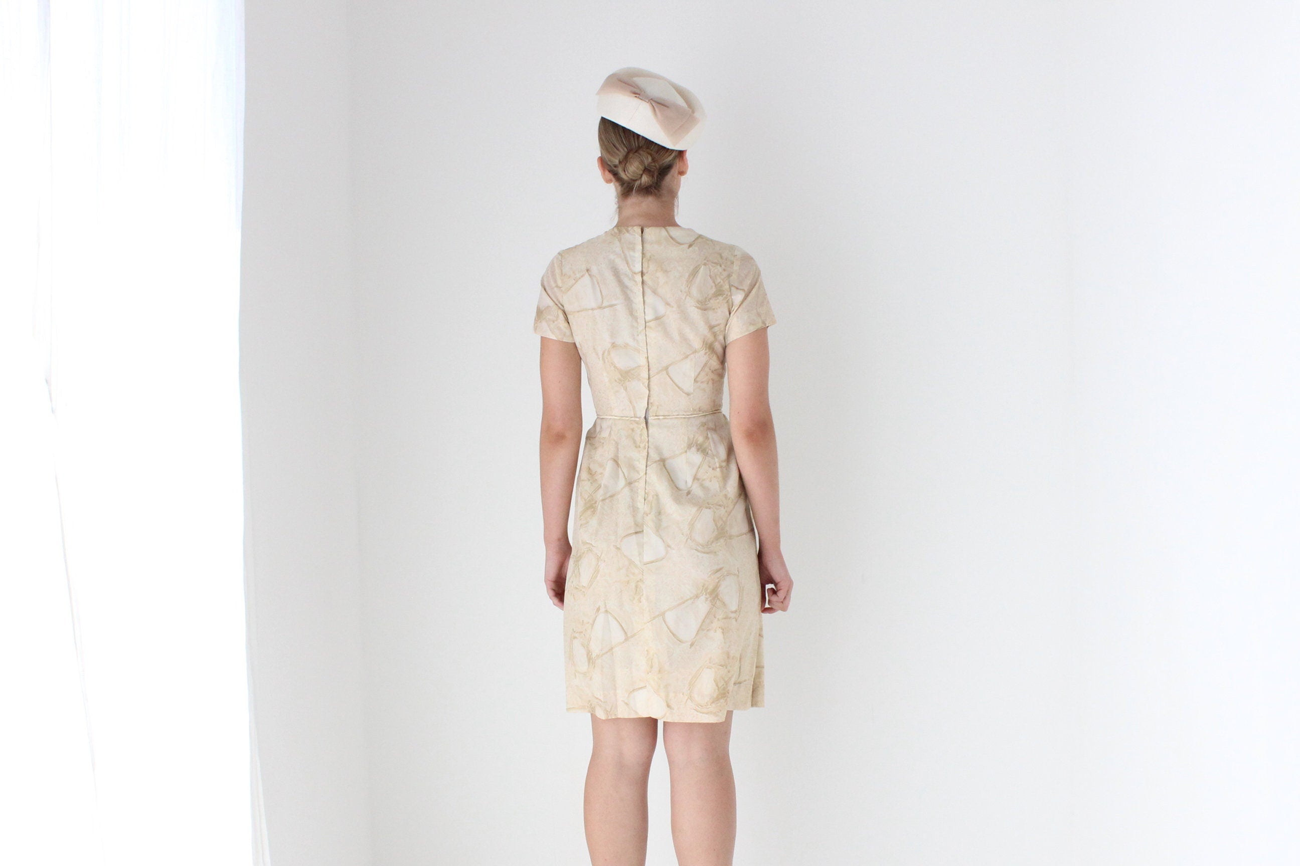 1950s Bespoke Cocktail Dress w/ Matching Pillbox Hat