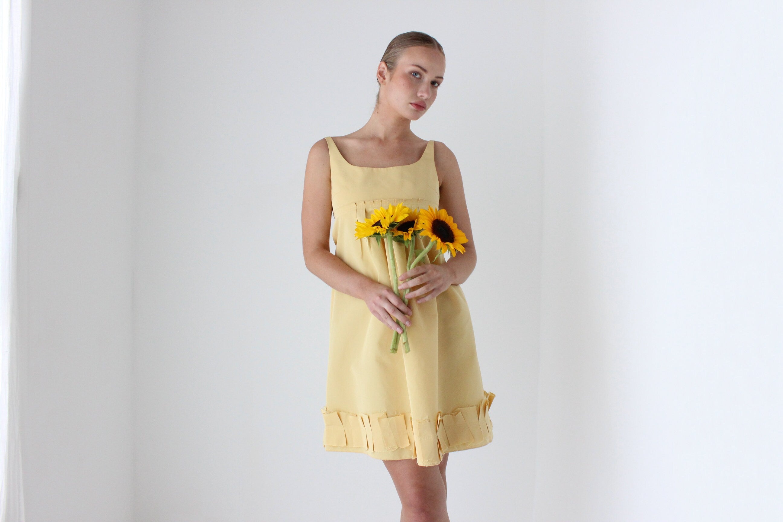 2000s Oscar De La Renta Sunshine Puff Silk Taffeta Dress