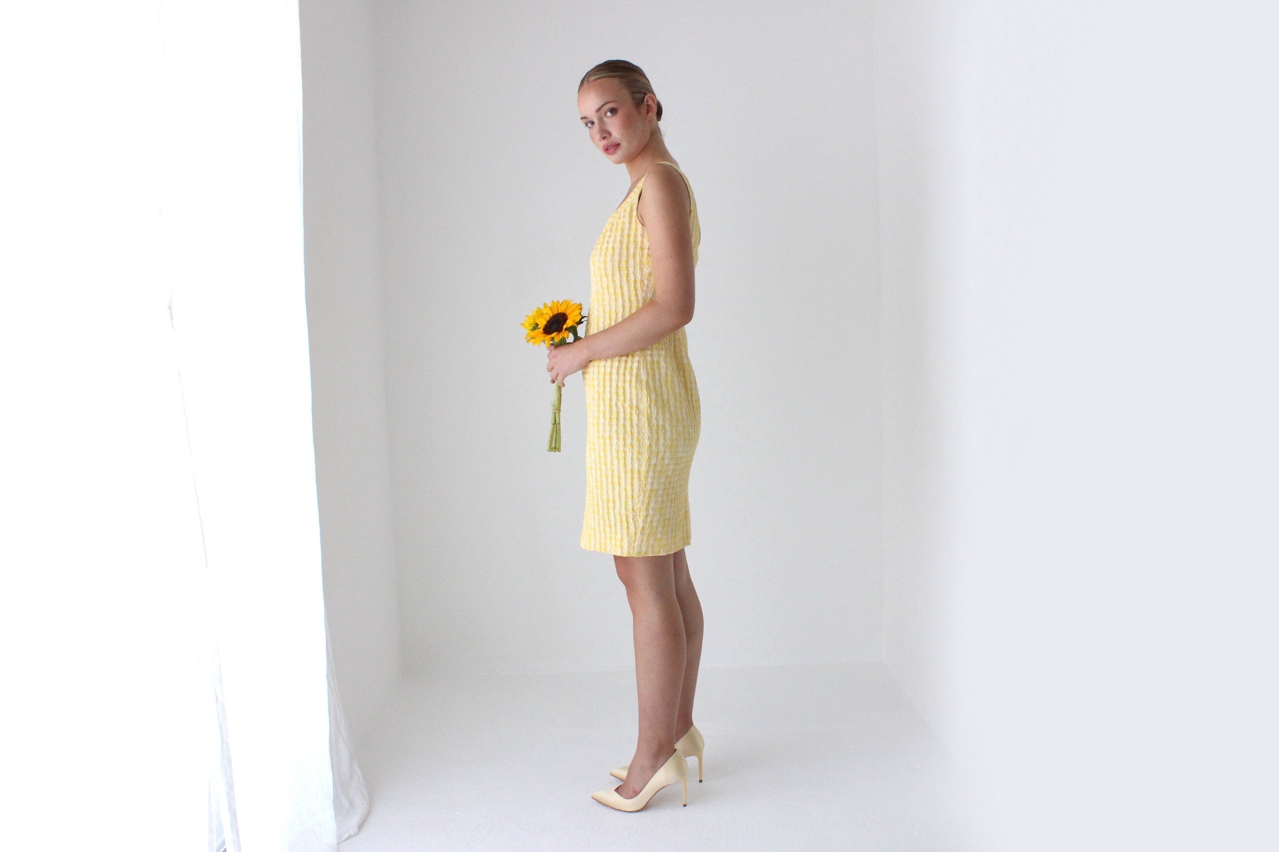 2000s Designer Textured Sunshine Cocktail Dress