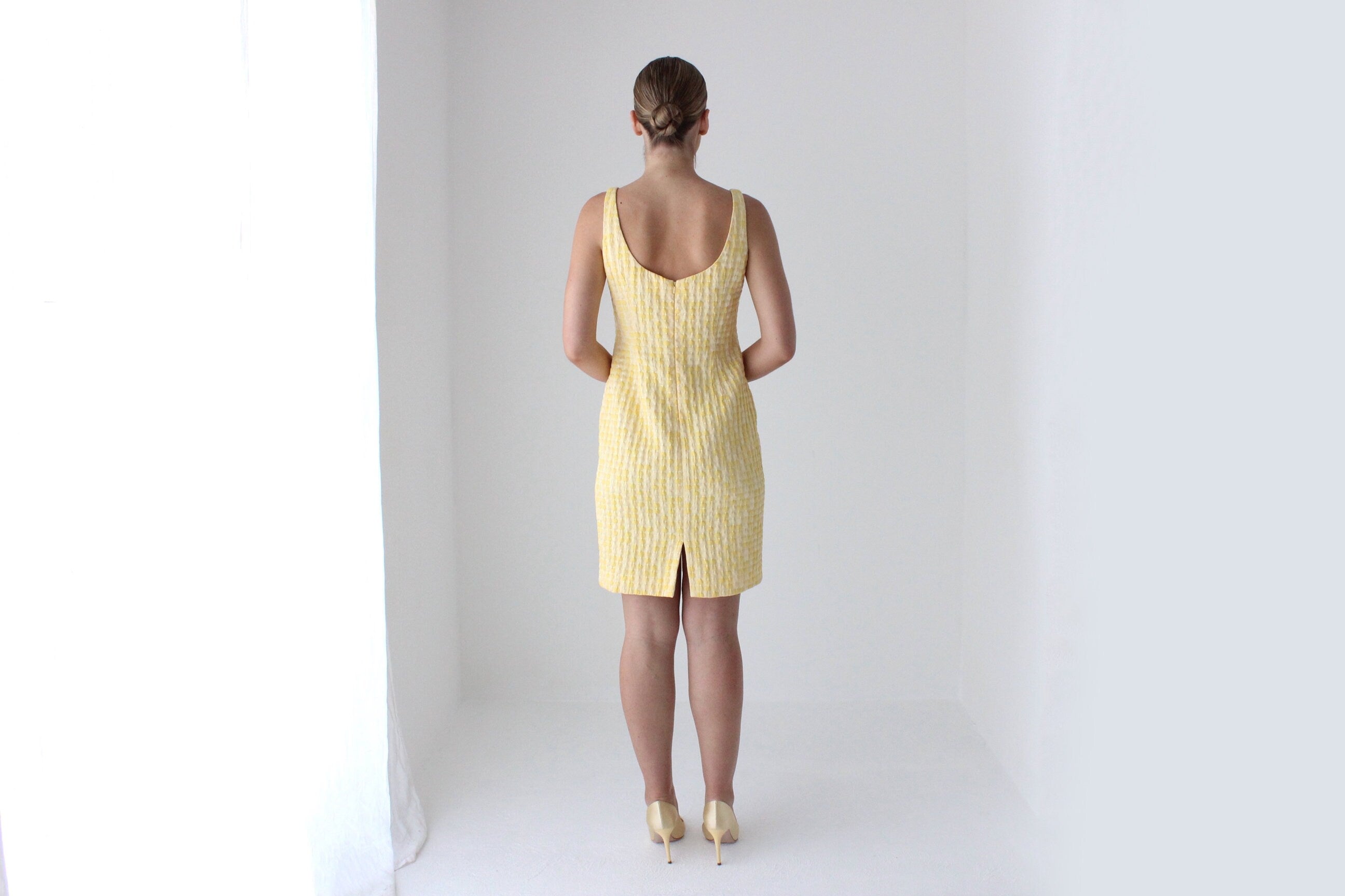 2000s Designer Textured Sunshine Cocktail Dress