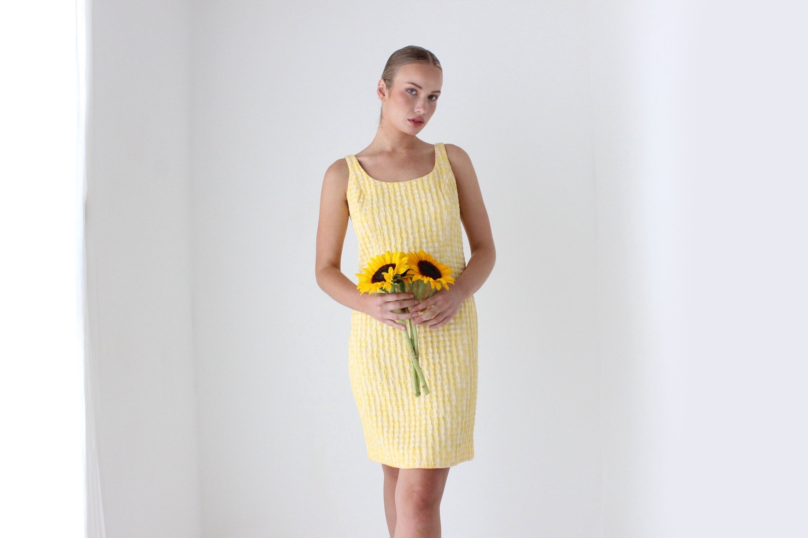2000s Designer Textured Sunshine Cocktail Dress