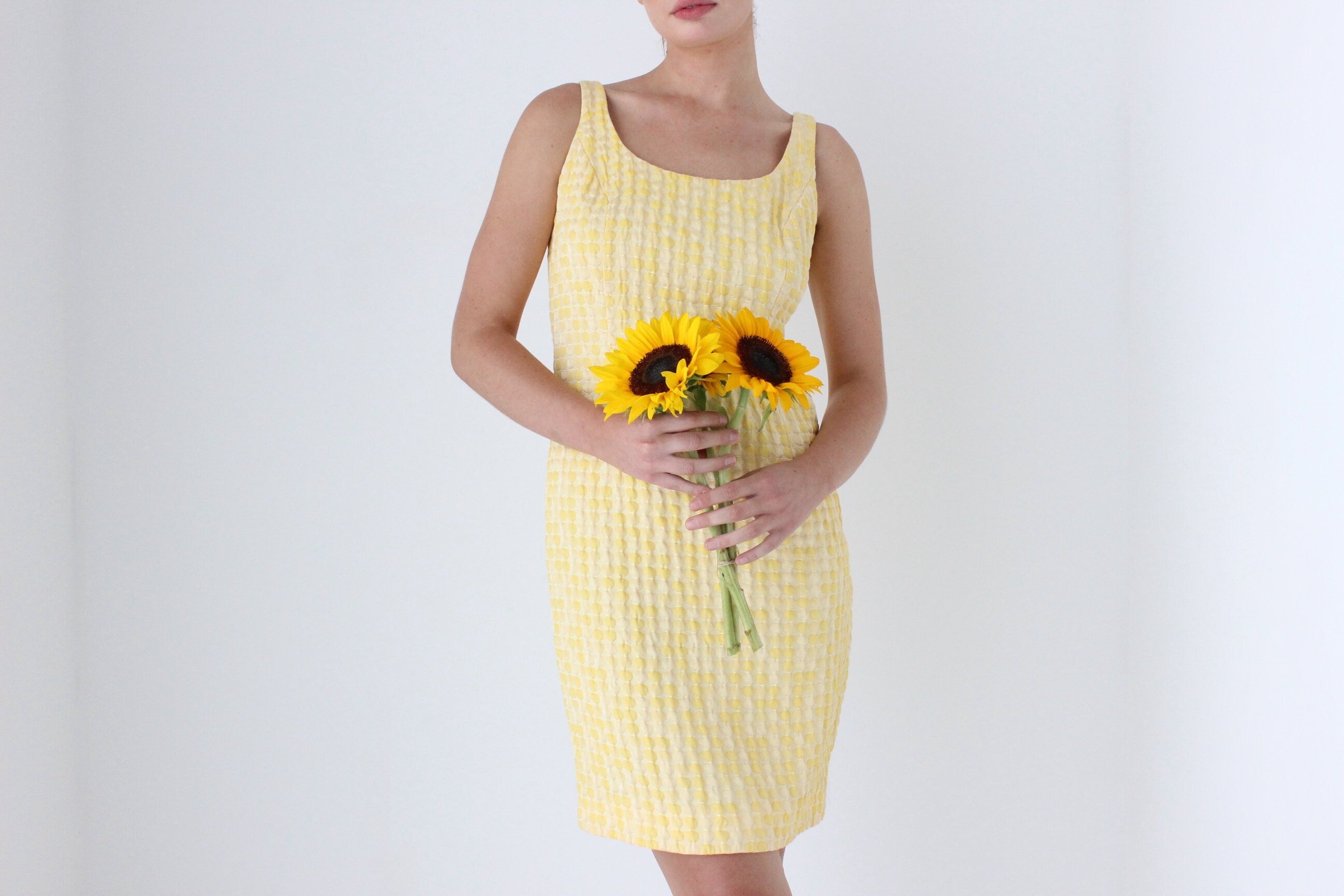 2000s Designer Textured Sunshine Cocktail Dress