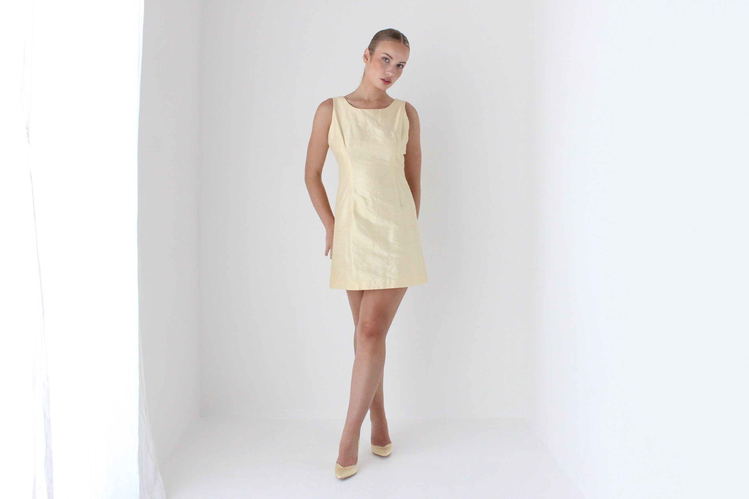 1980s Handmade Buttercream Raw Silk Mini