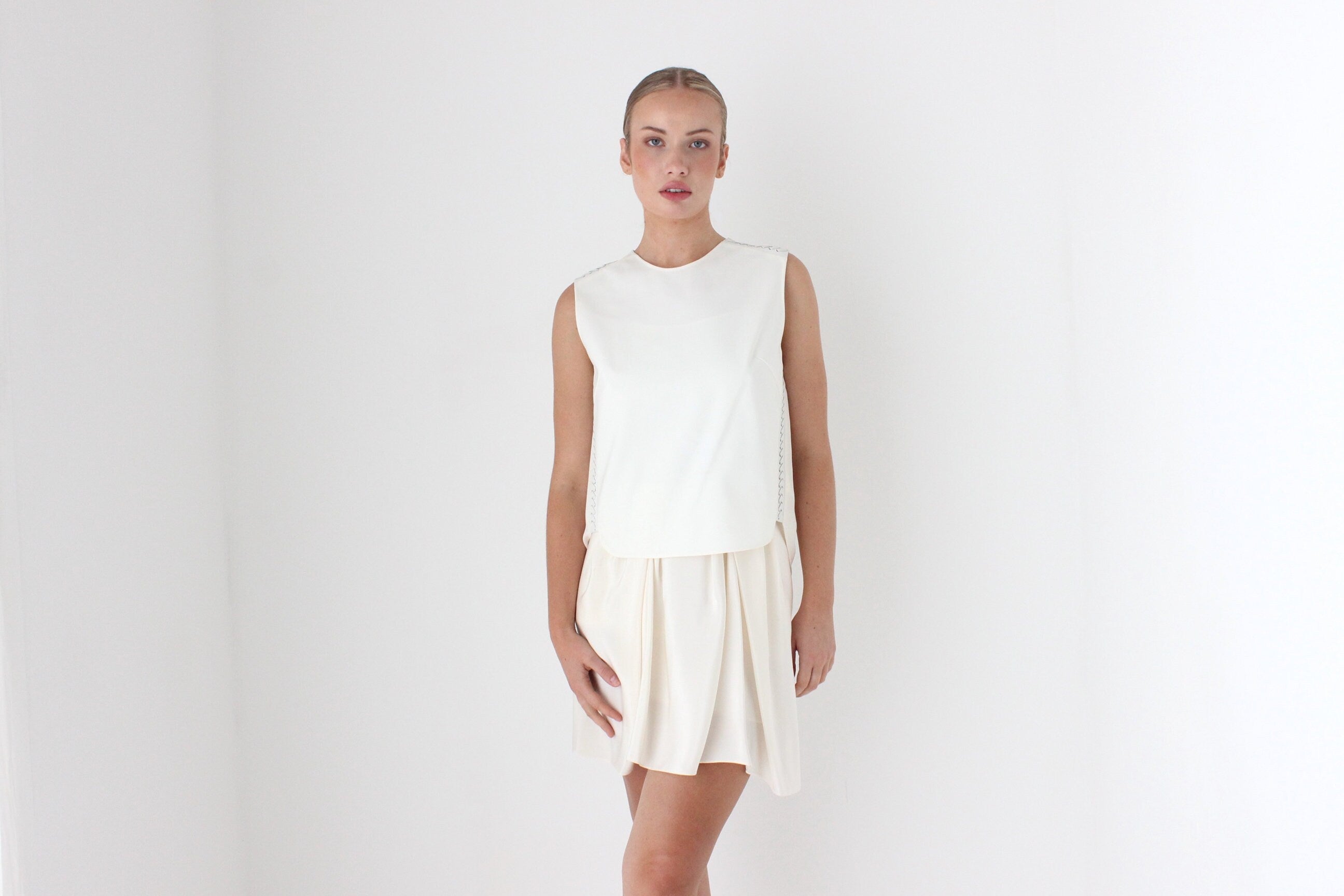 2000s 3.1 Phillip Lim Silk & Leather Layered Relaxed Mini