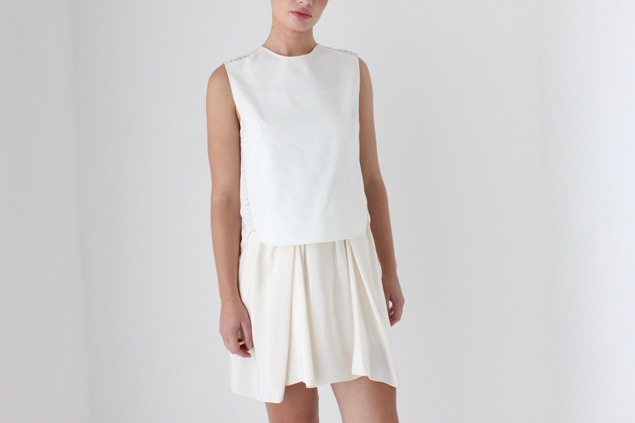 2000s 3.1 Phillip Lim Silk & Leather Layered Relaxed Mini
