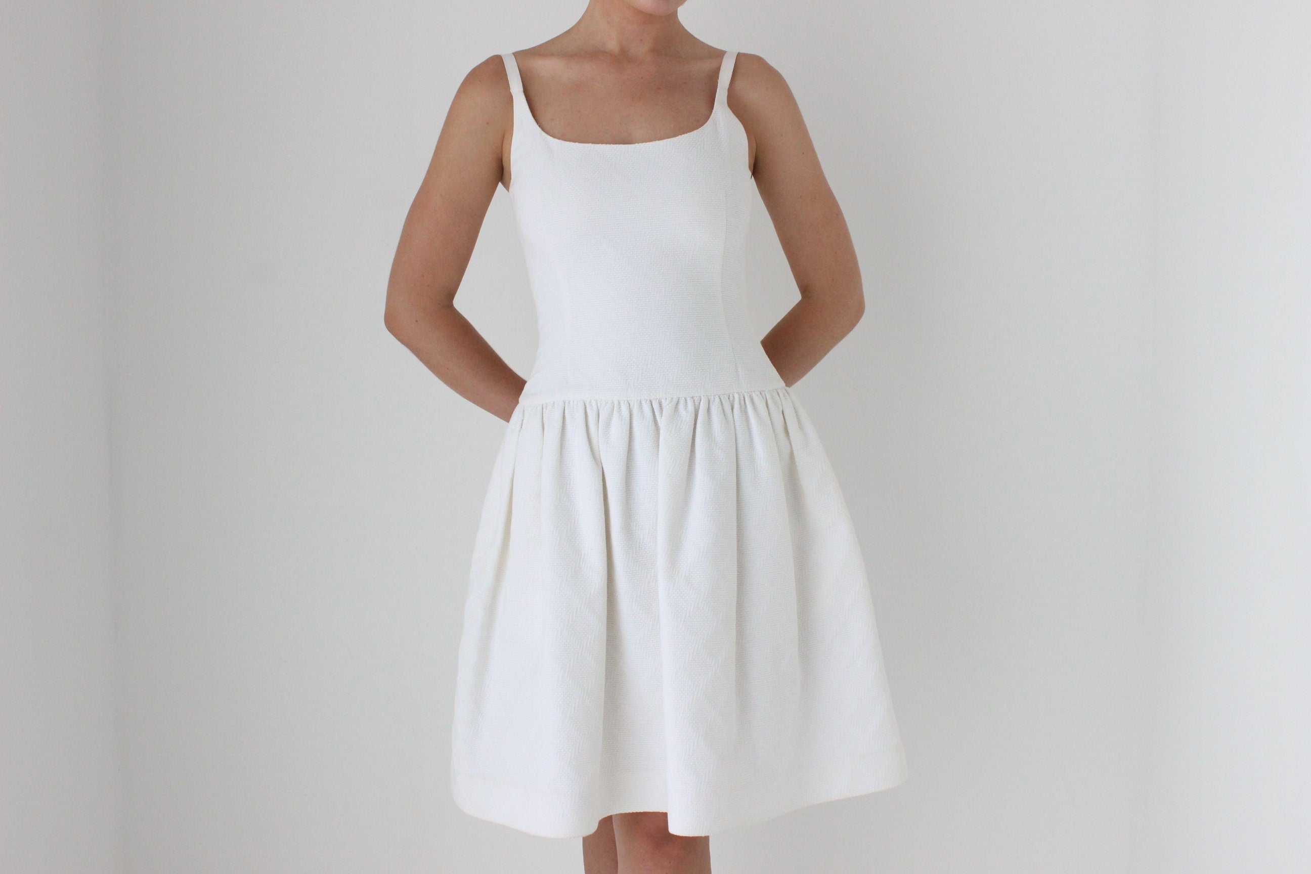 1980s BILL BLASS Textured Cotton Puff Wedding Dress