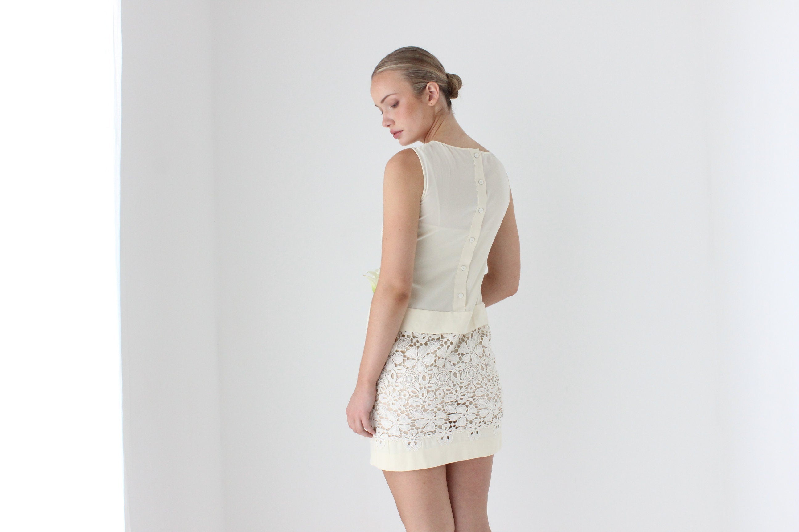2000s Alberta Ferretti Lace & Silk Mini Dress