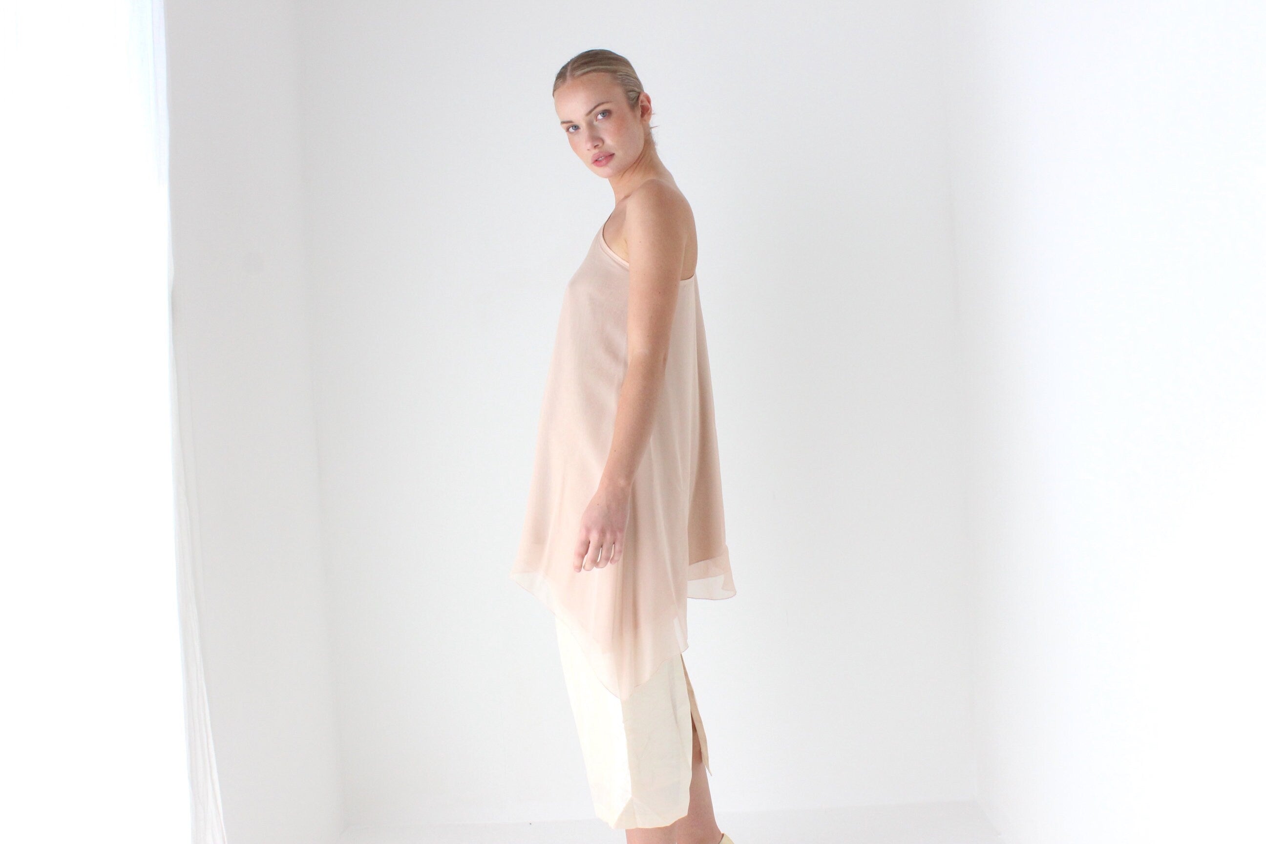 Dreamy 2000s Vera Wang One Shoulder Silk Top