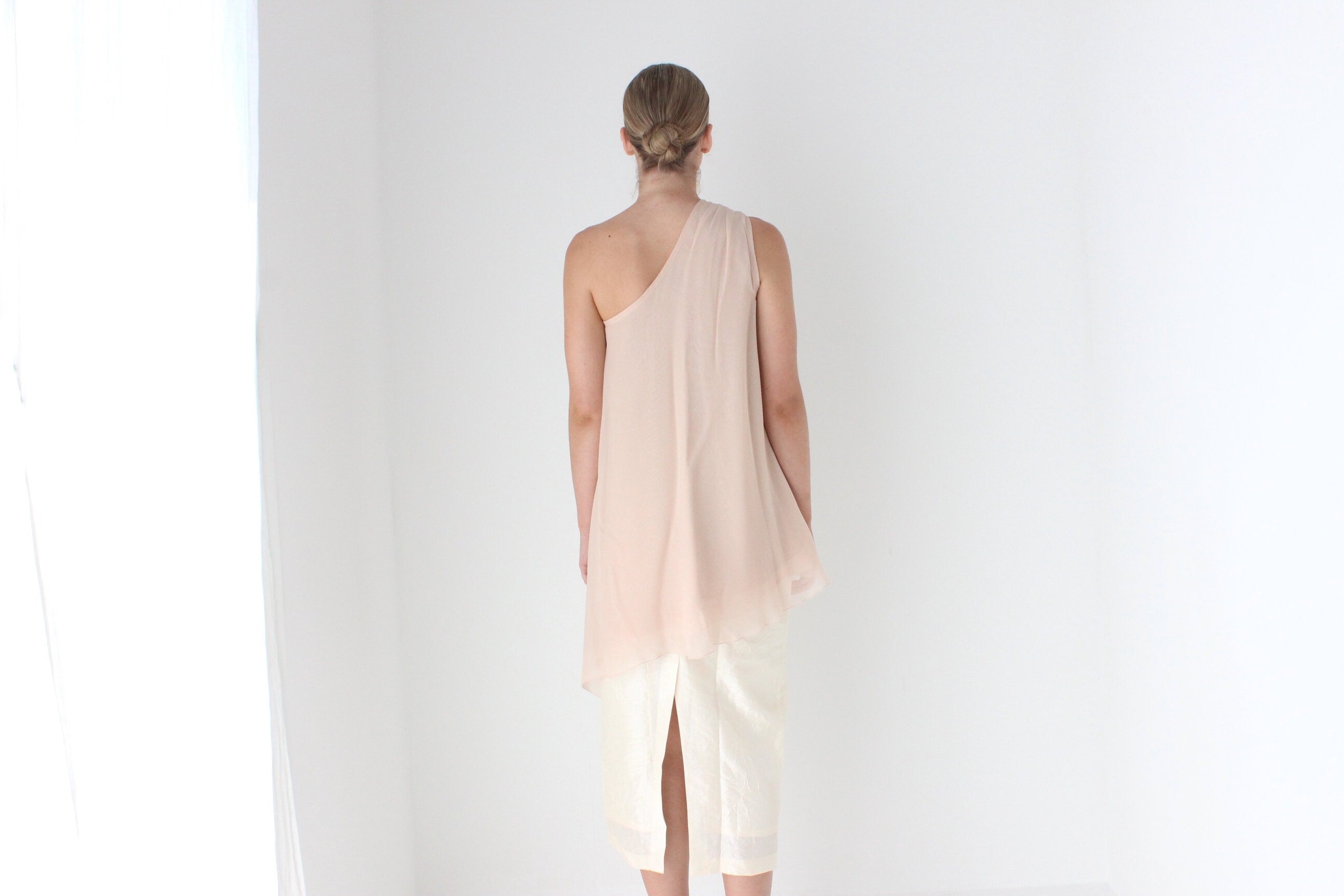 Dreamy 2000s Vera Wang One Shoulder Silk Top