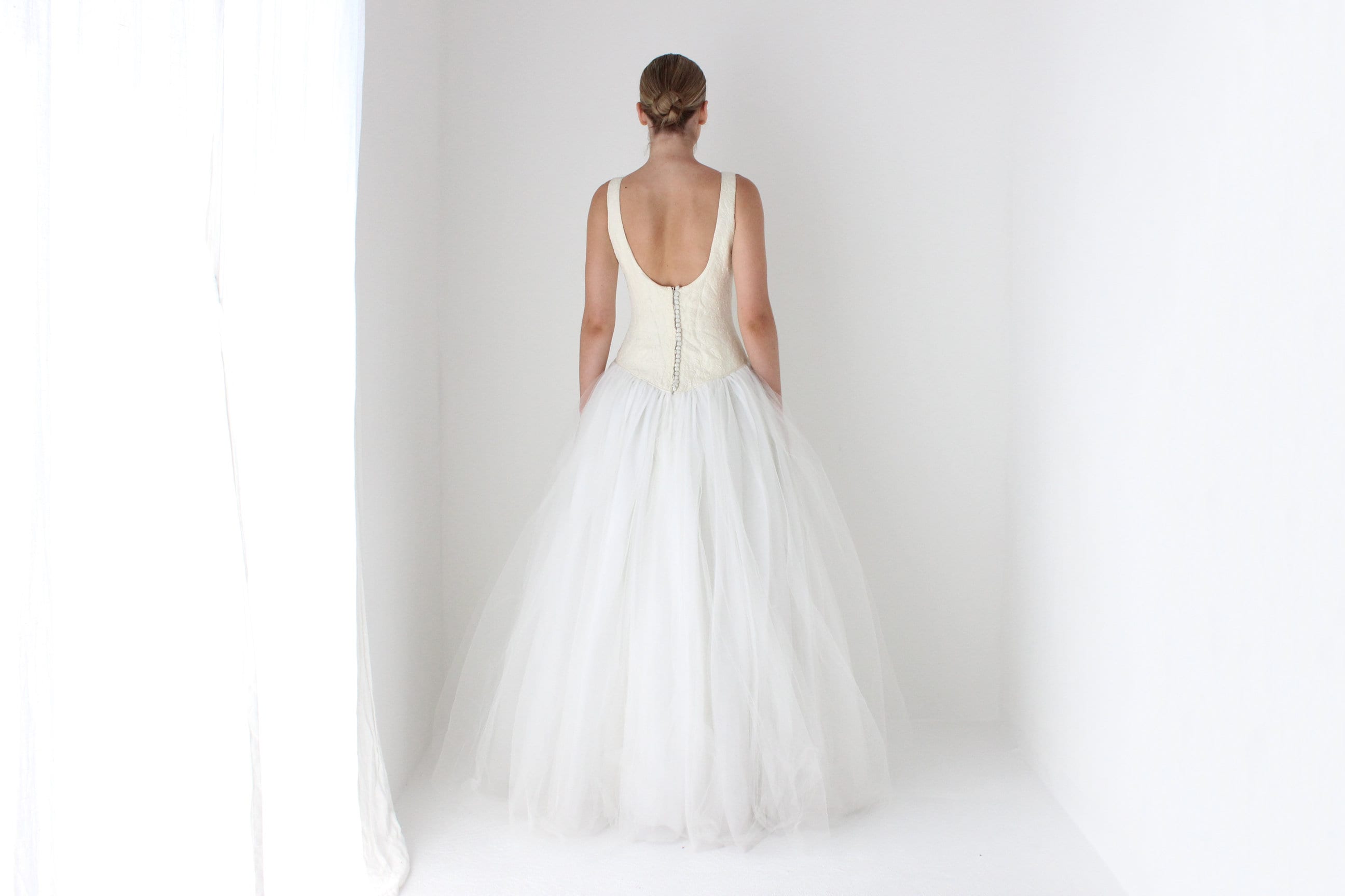1990s Amsale Bridal Couture Voluminous Tulle Ballgown