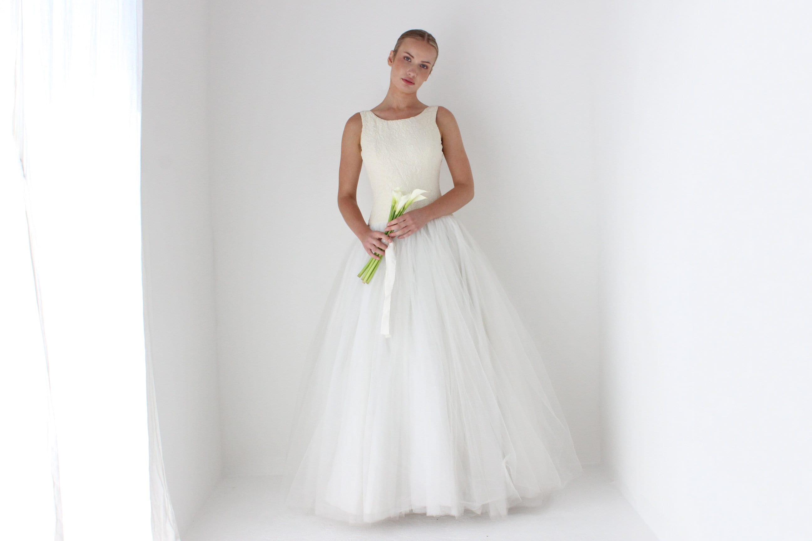 1990s Amsale Bridal Couture Voluminous Tulle Ballgown