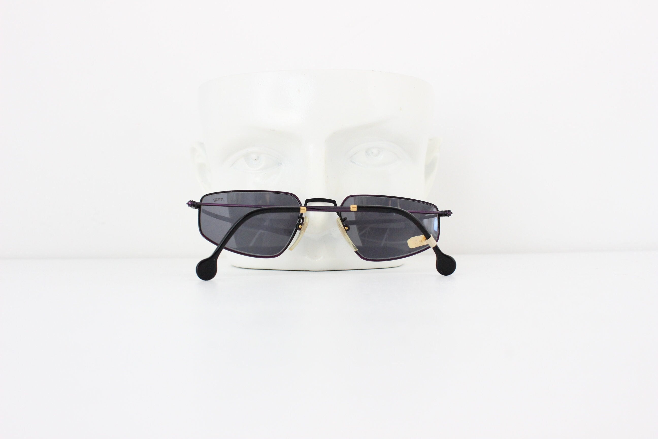 90s Le Club Actif Italy Matte Purple Metal Geometric Sunglasses
