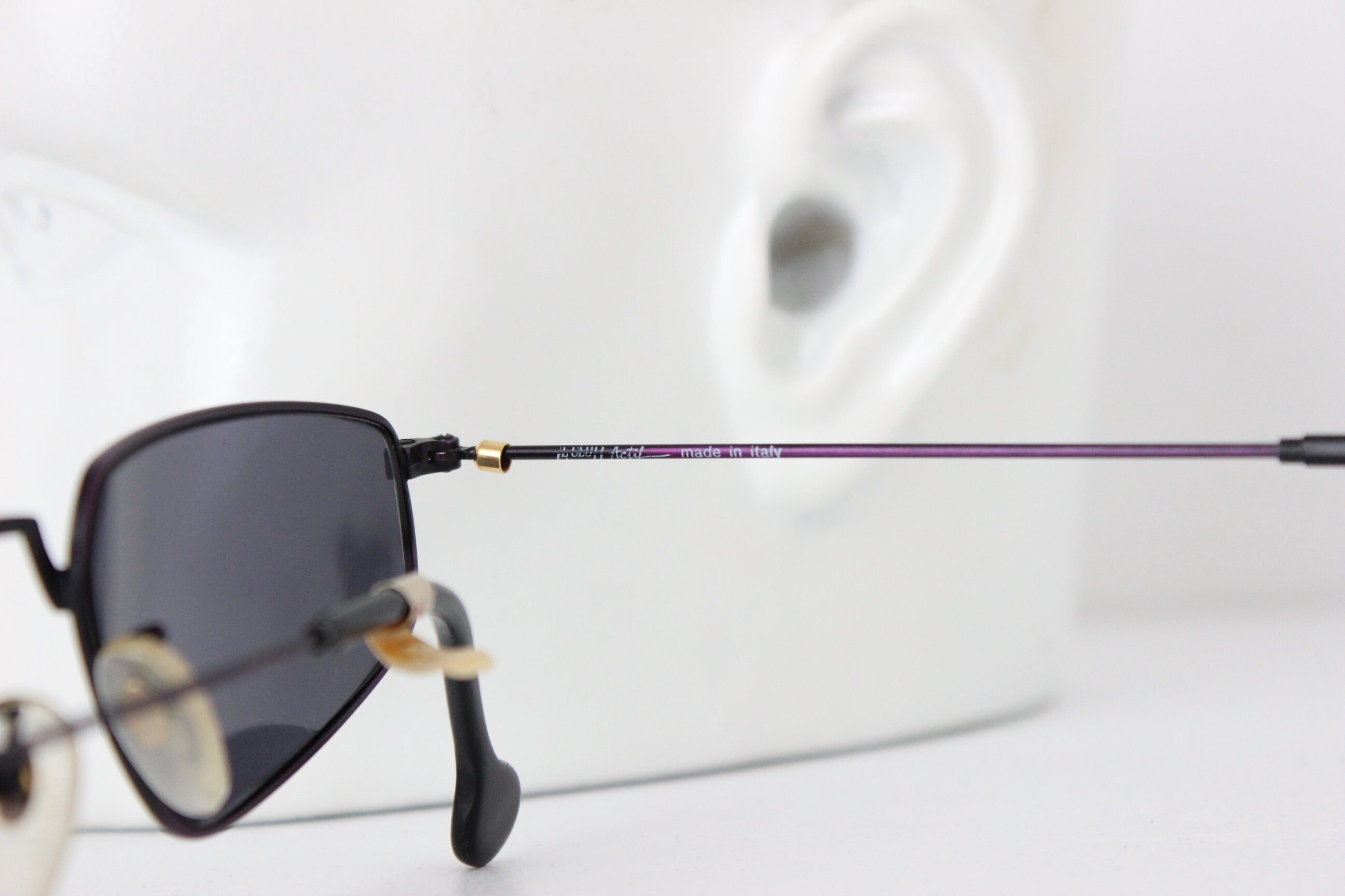 90s Le Club Actif Italy Matte Purple Metal Geometric Sunglasses
